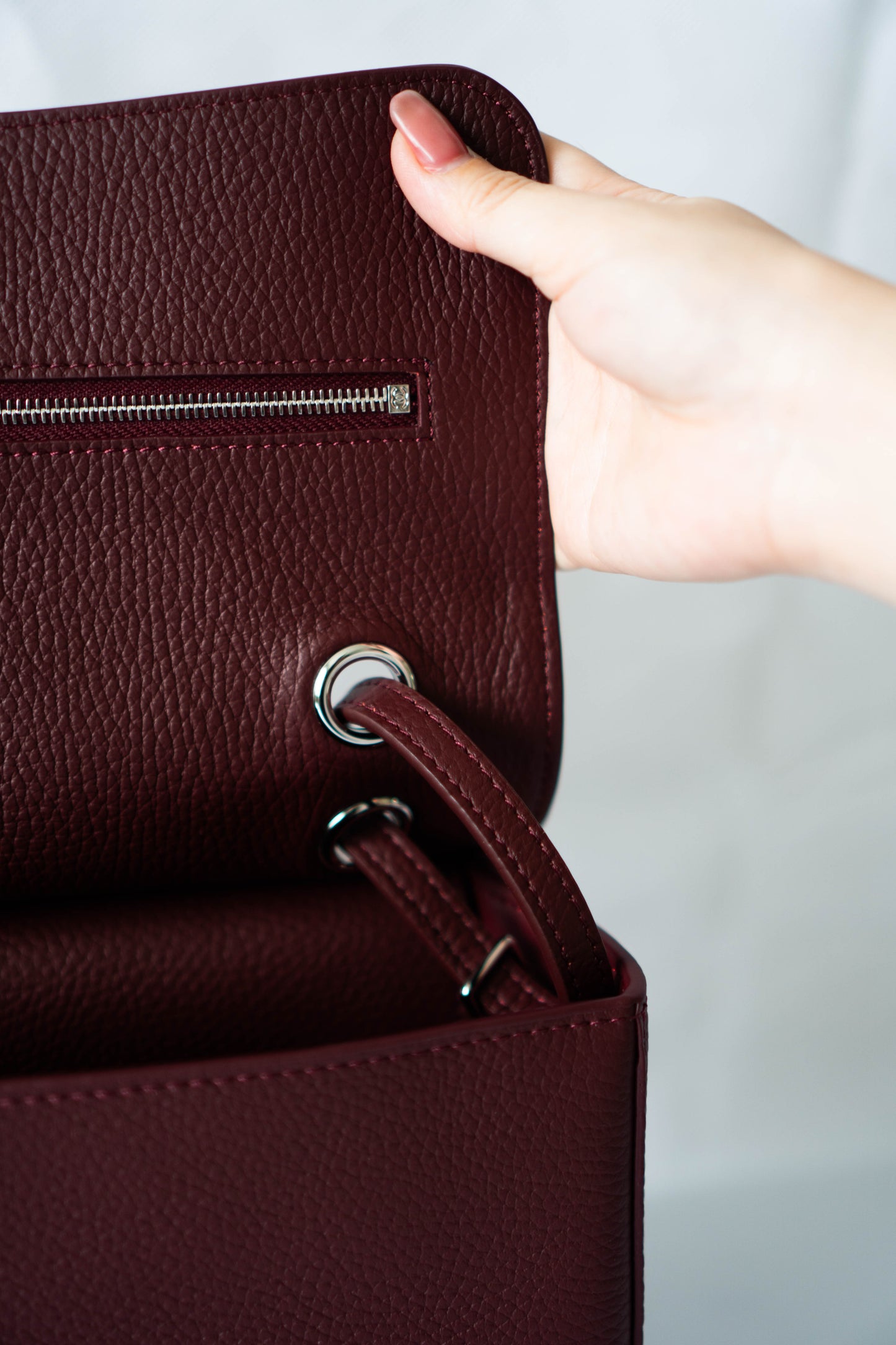 Maxi "Souplissimo" Flap Bag – Burgundy Caviar with Silver Hardware