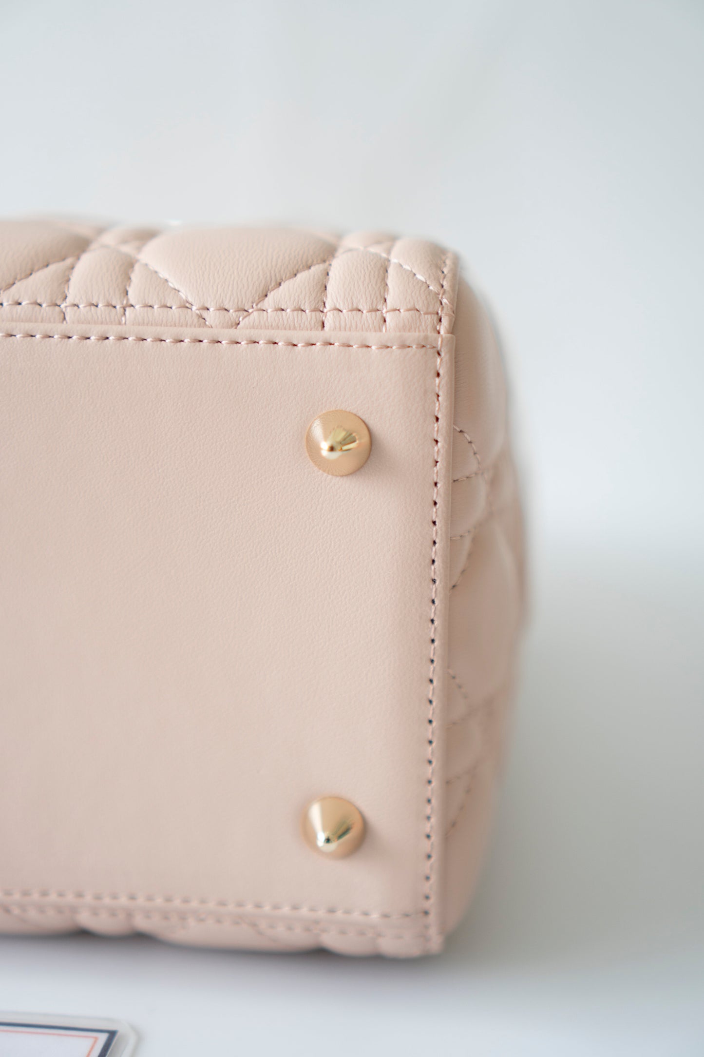 Lady D Medium – Powder Pink Lambskin with Light Gold Hardware