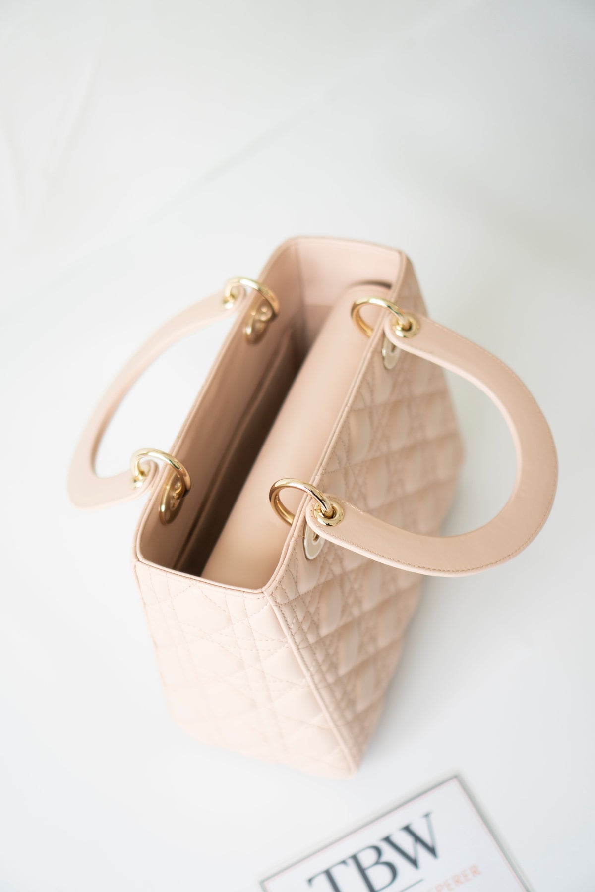 Lady D Medium – Powder Pink Lambskin with Light Gold Hardware