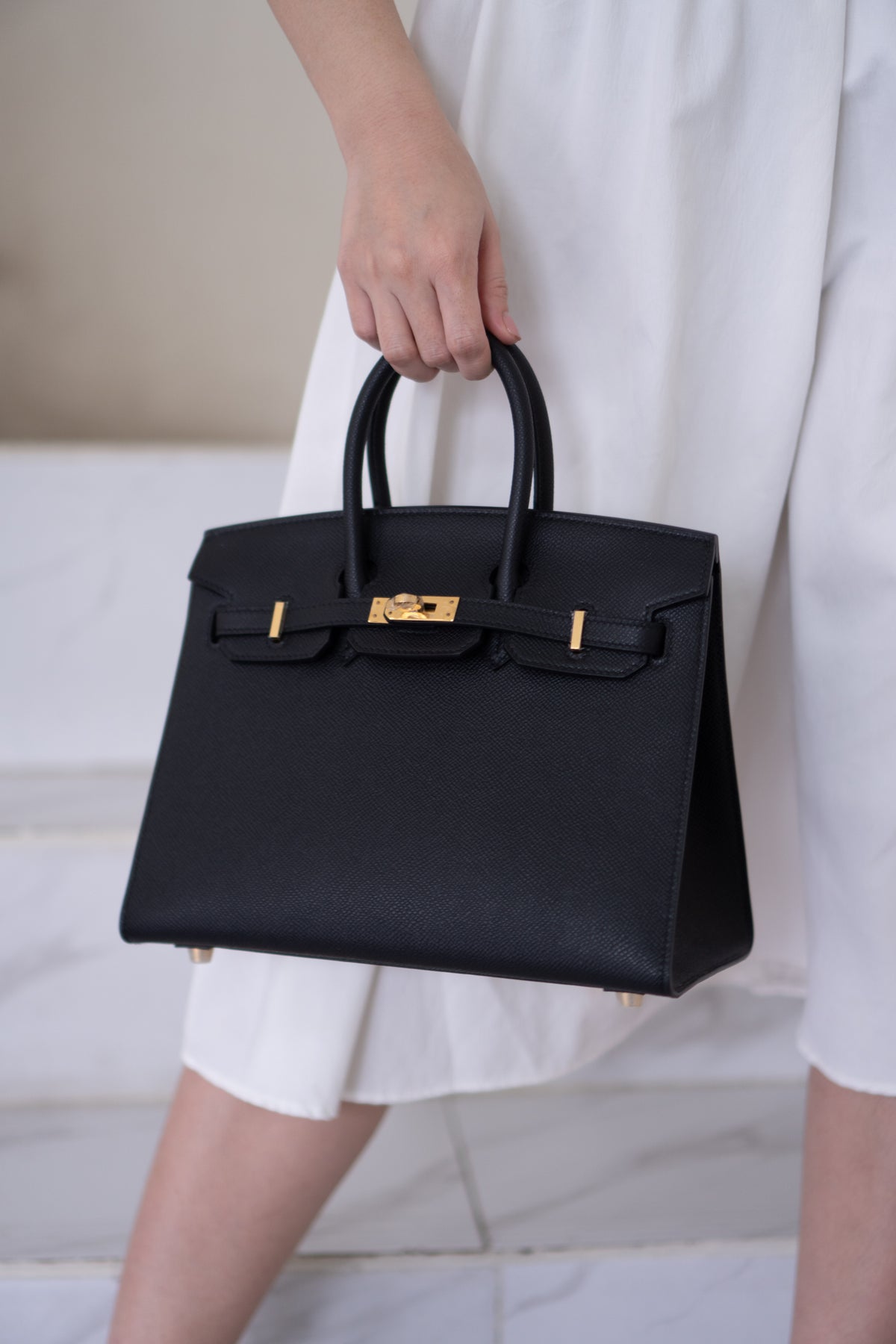 BK 25 Sellier – Black Epsom Leather with Gold Hardware