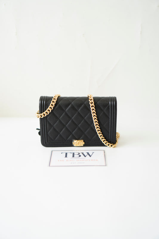 Le Boy WOC – Black Caviar with Gold Hardware
