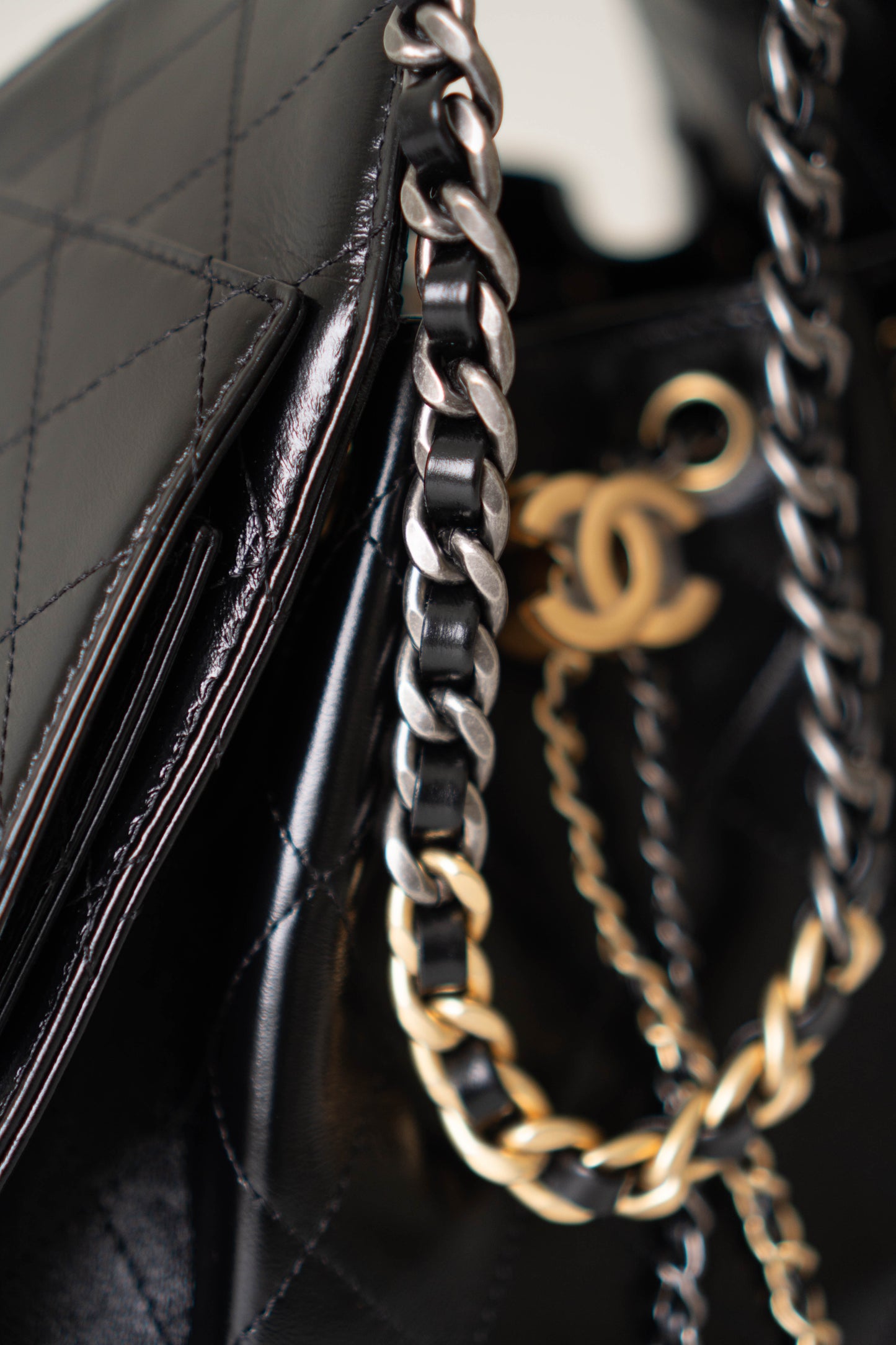 C25 Small Drawstring Bag – Shiny Lambskin with Gold Hardware