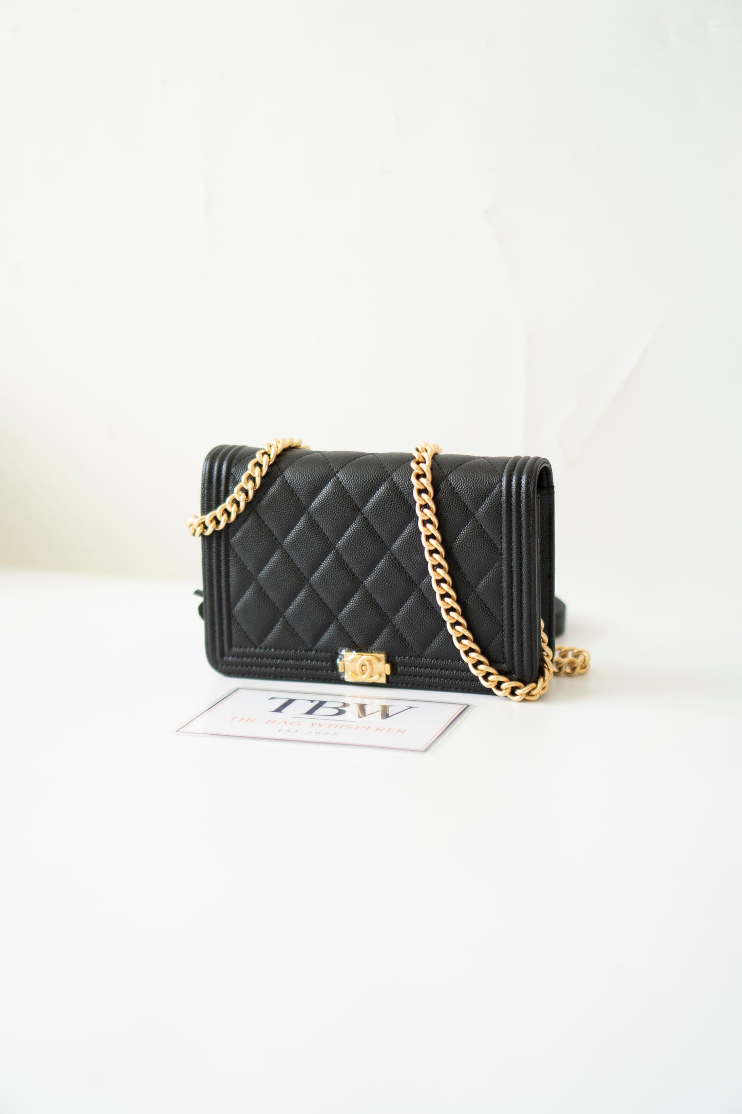 Le Boy WOC – Black Caviar with Gold Hardware