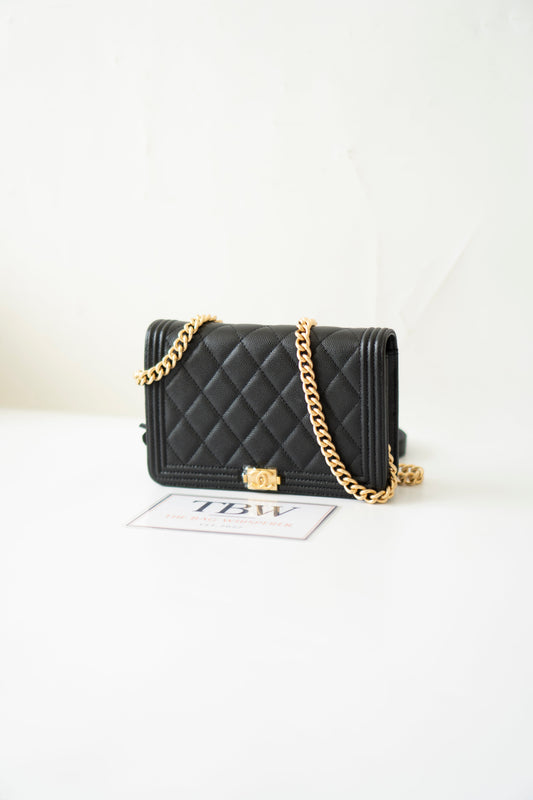 Le Boy WOC – Black Caviar with Gold Hardware