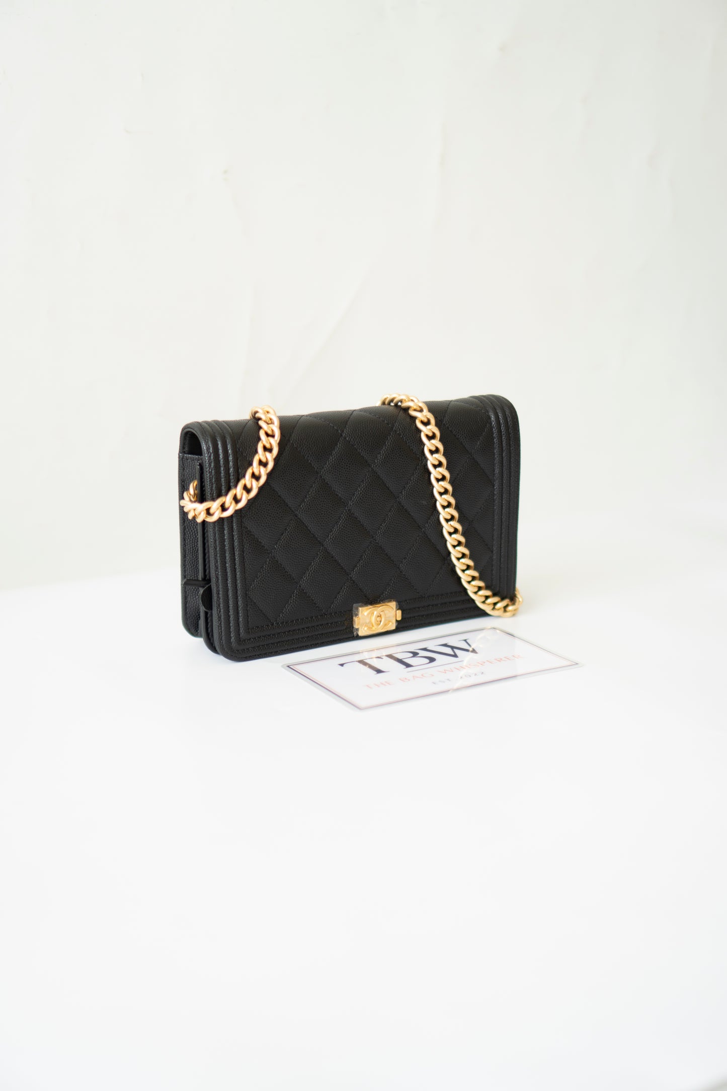 Le Boy WOC – Black Caviar with Gold Hardware