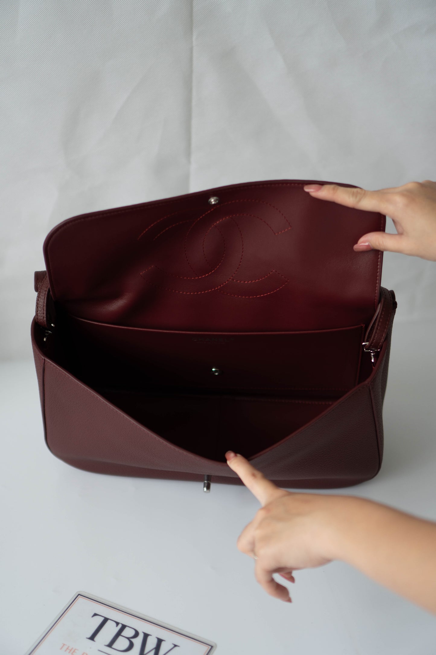 Maxi "Souplissimo" Flap Bag – Burgundy Caviar with Silver Hardware