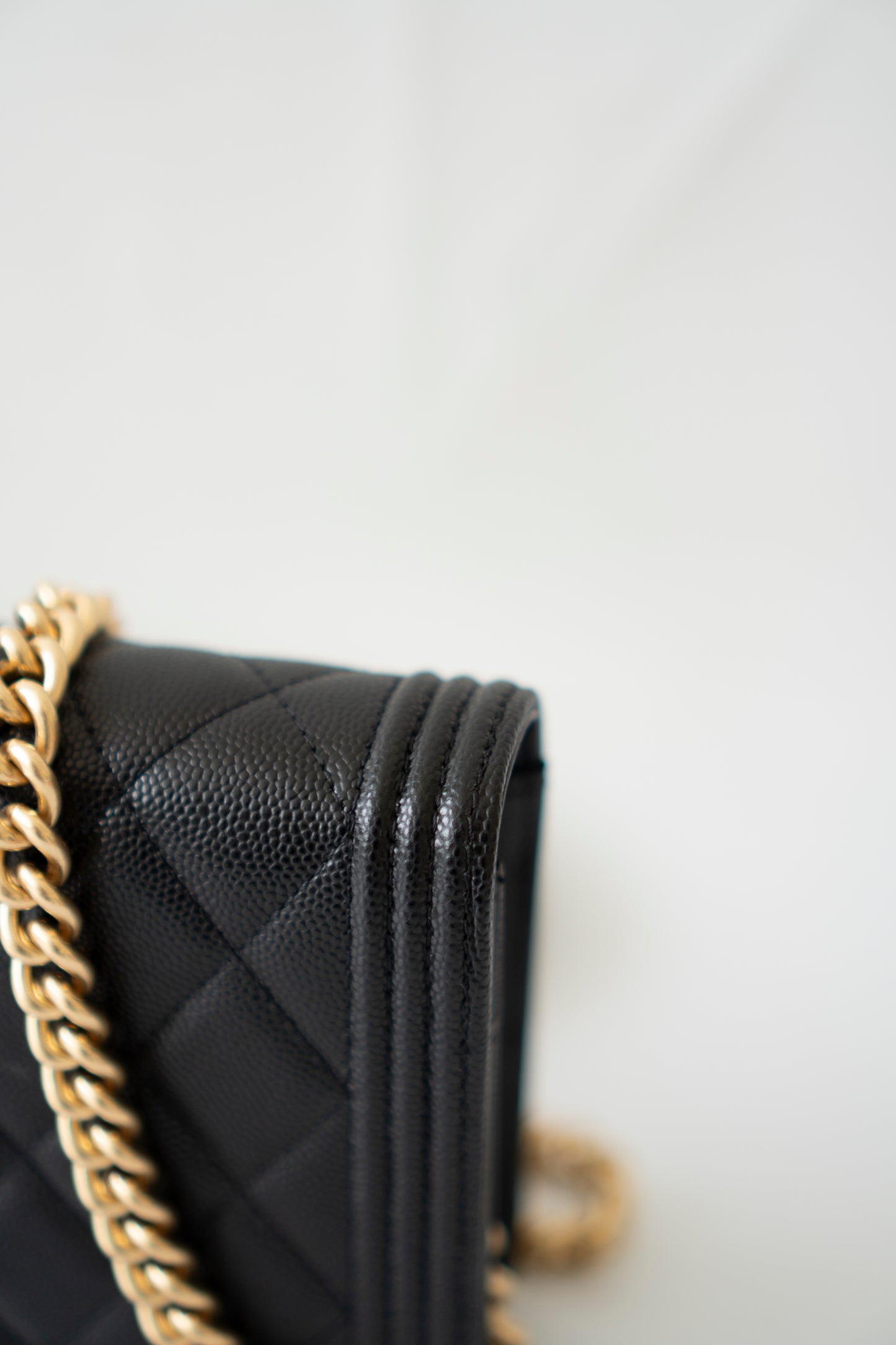Le Boy WOC – Black Caviar with Gold Hardware