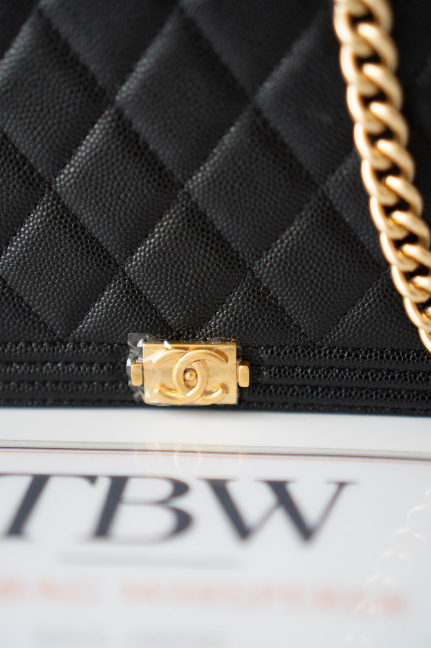 Le Boy WOC – Black Caviar with Gold Hardware