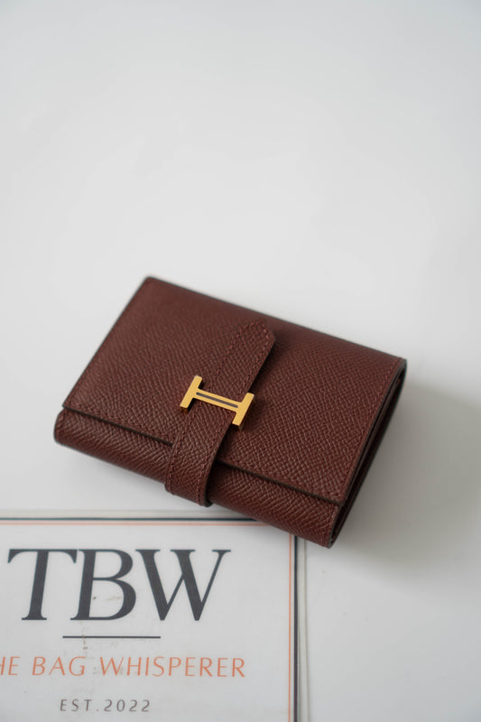 Bearn Compact Wallet – Rouge Sellier Epsom with Gold Hardware