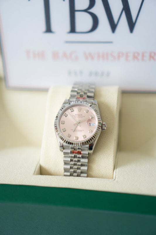 Lady Date just 31 – Pink Dial with Diamond Markers