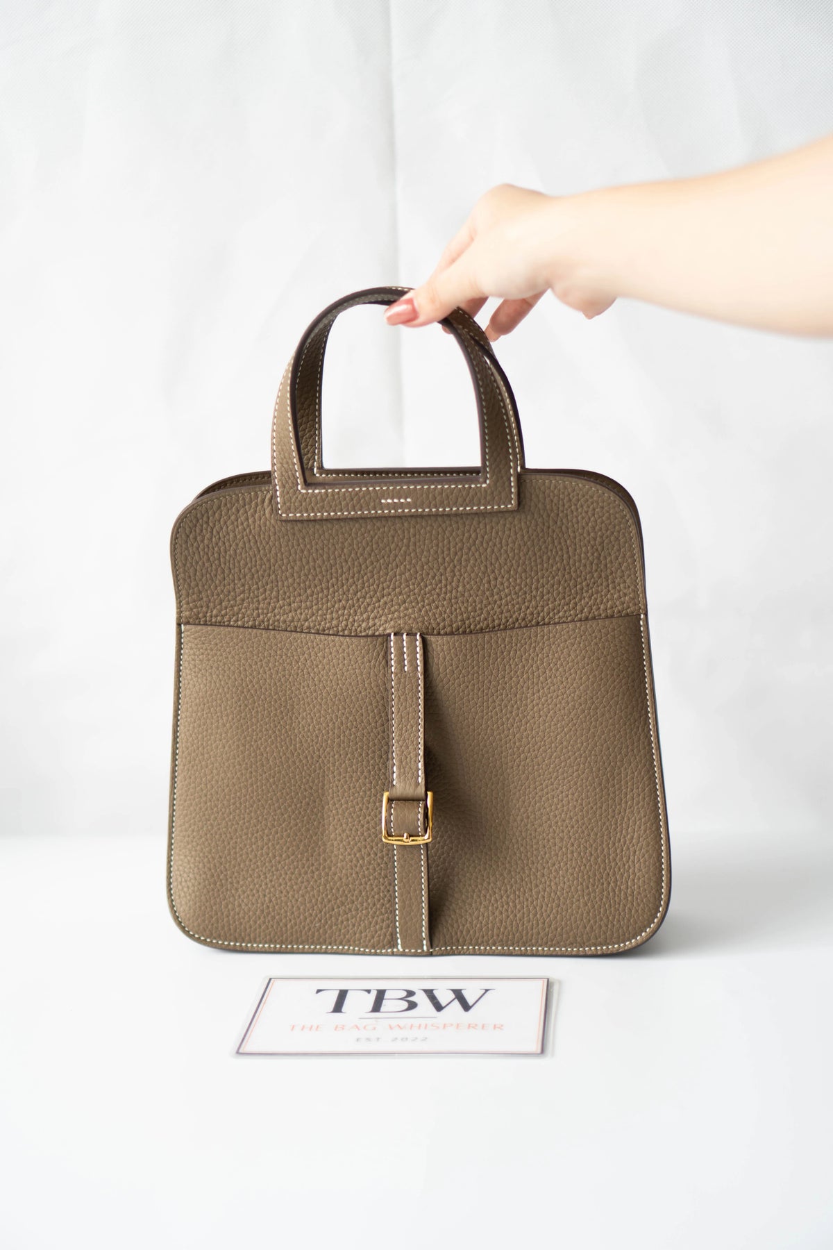 Halzan Top Handle Bag 25 – Etoupe Clemence with Palladium Hardware