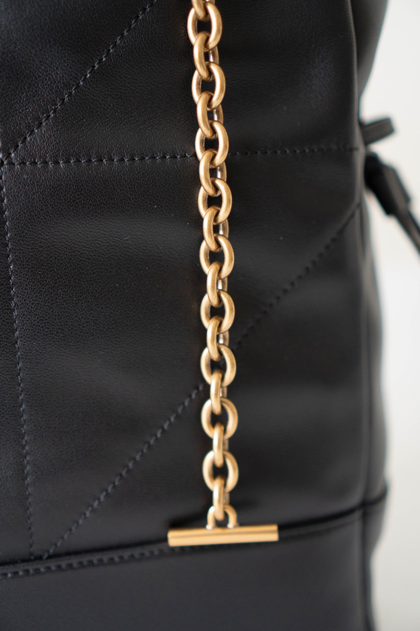 Jamie Shopping Tote Bag in Black with Gold Hardware