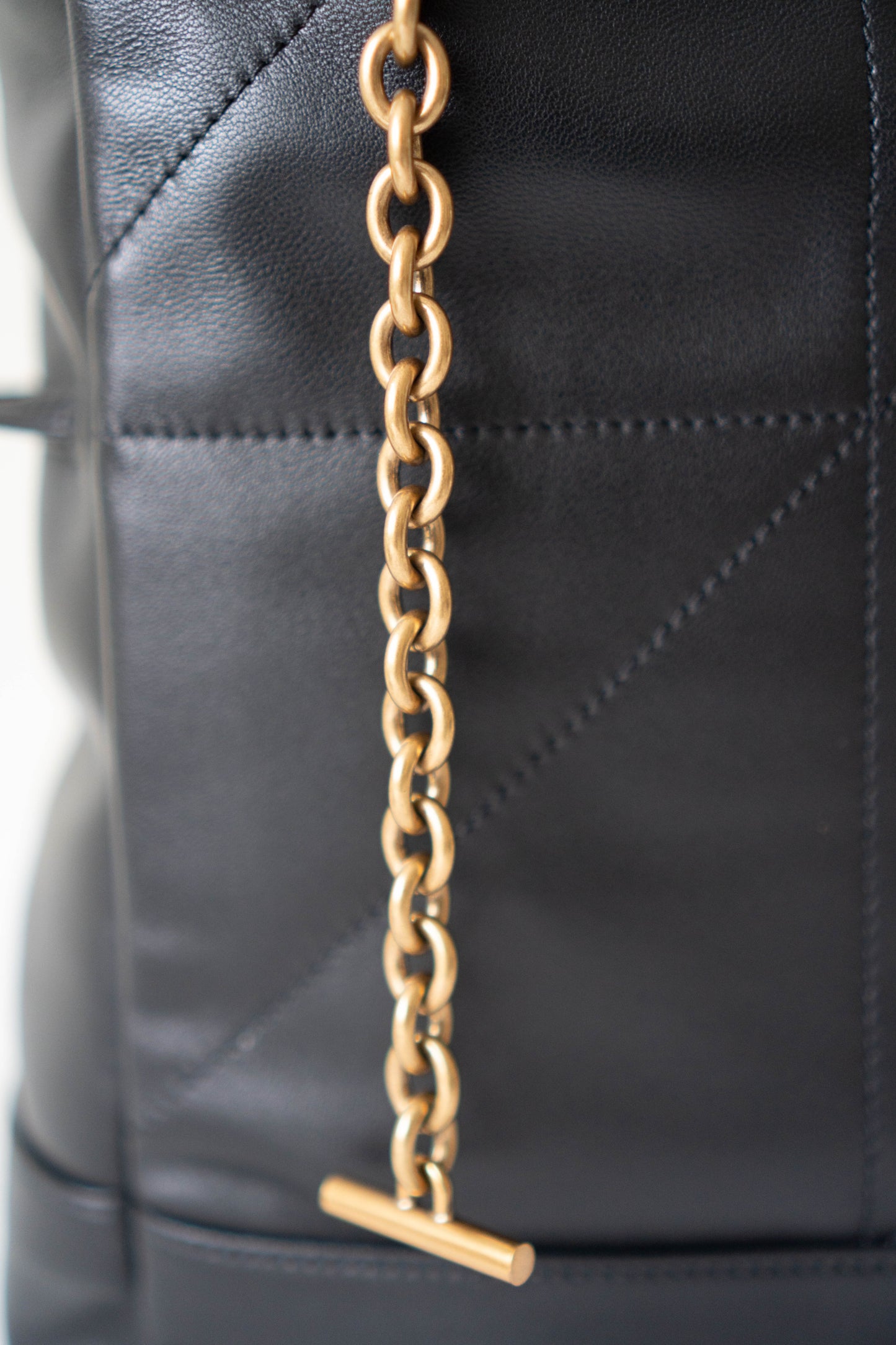 Jamie Shopping Tote Bag in Black with Gold Hardware