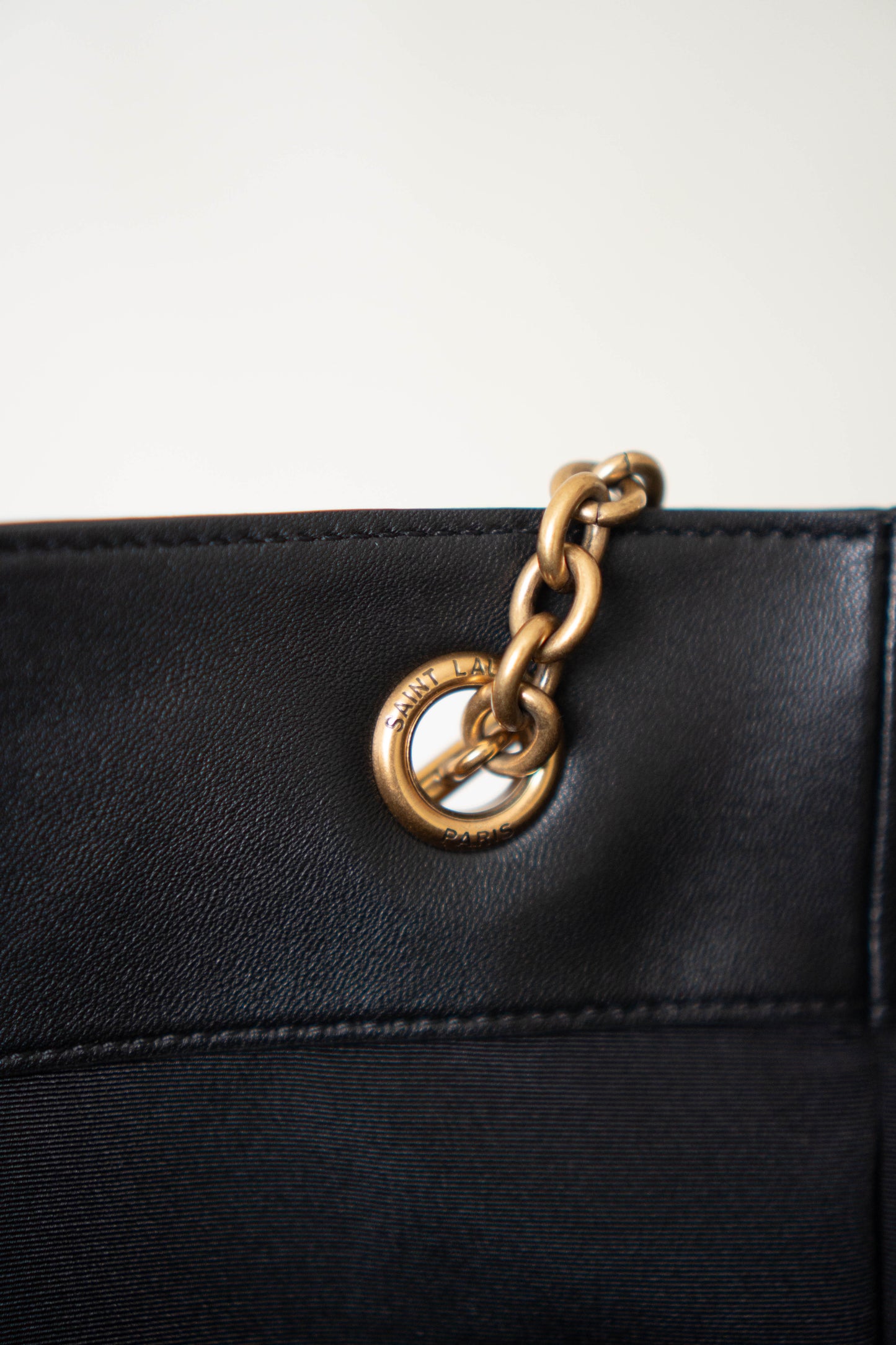 Jamie Shopping Tote Bag in Black with Gold Hardware
