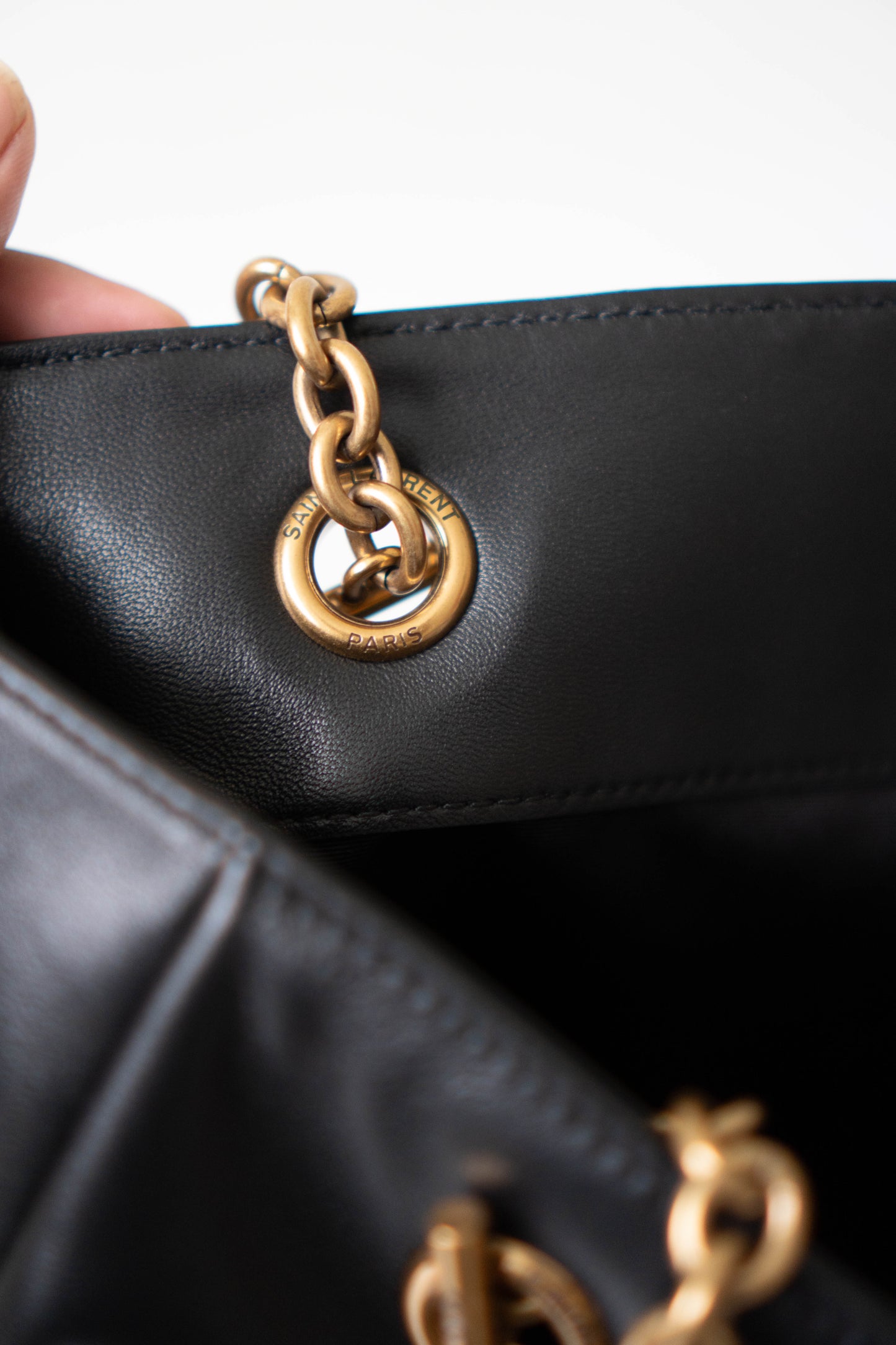 Jamie Shopping Tote Bag in Black with Gold Hardware