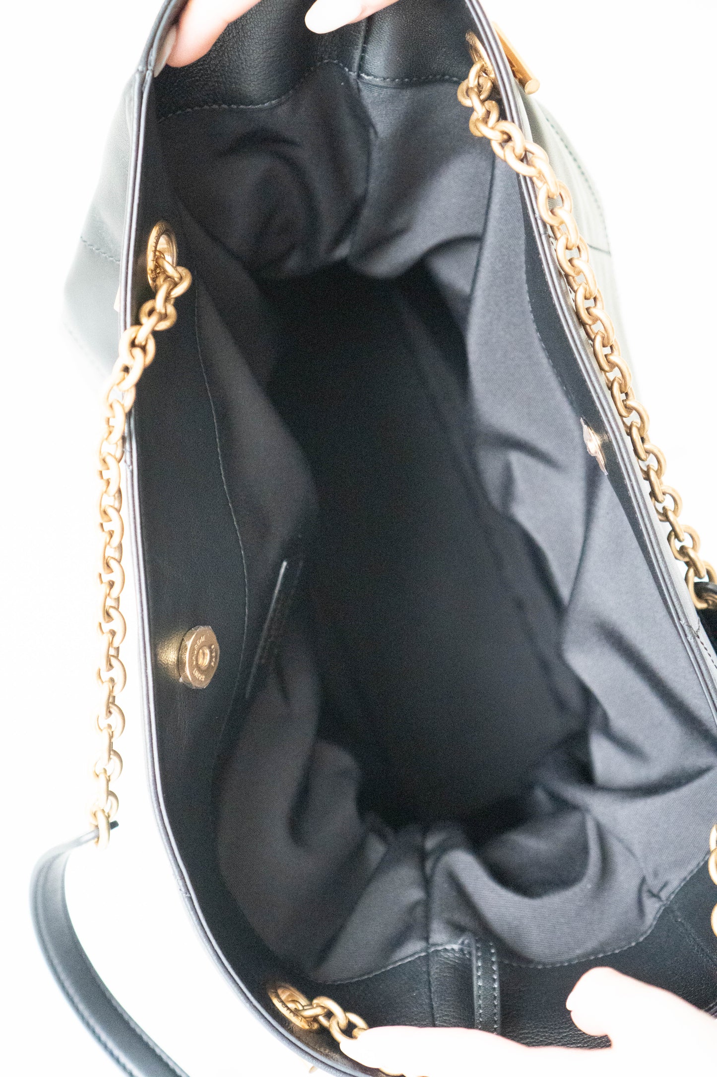 Jamie Shopping Tote Bag in Black with Gold Hardware