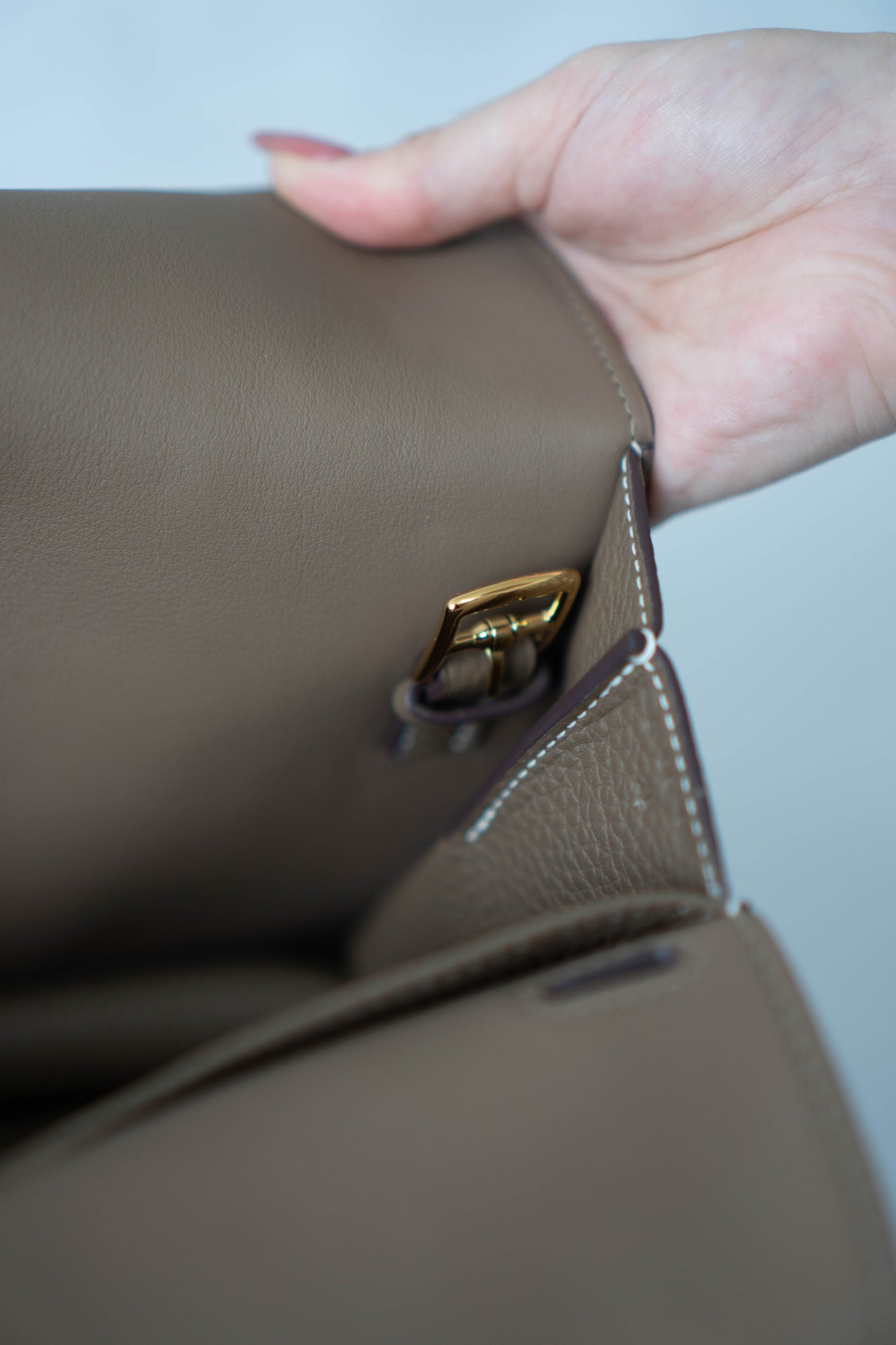 Halzan Top Handle Bag 25 – Etoupe Clemence with Palladium Hardware