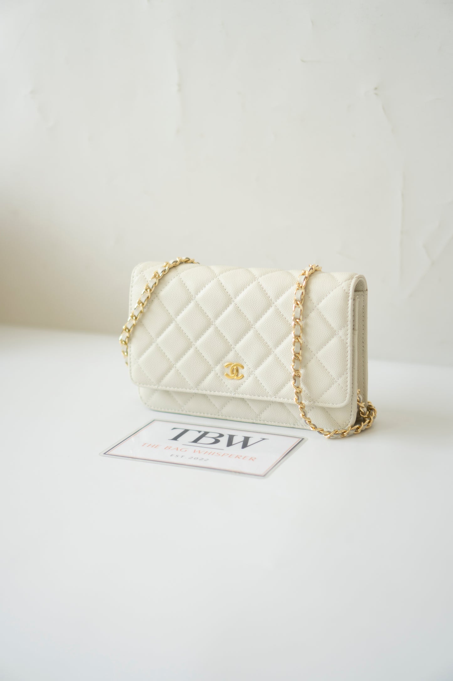 Classic WOC – White Caviar with Light Gold Hardware