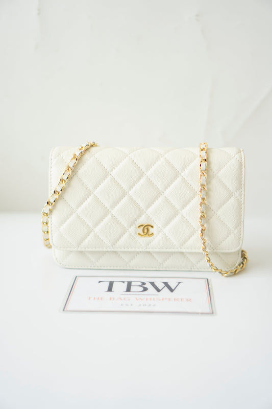 Classic WOC – White Caviar with Light Gold Hardware
