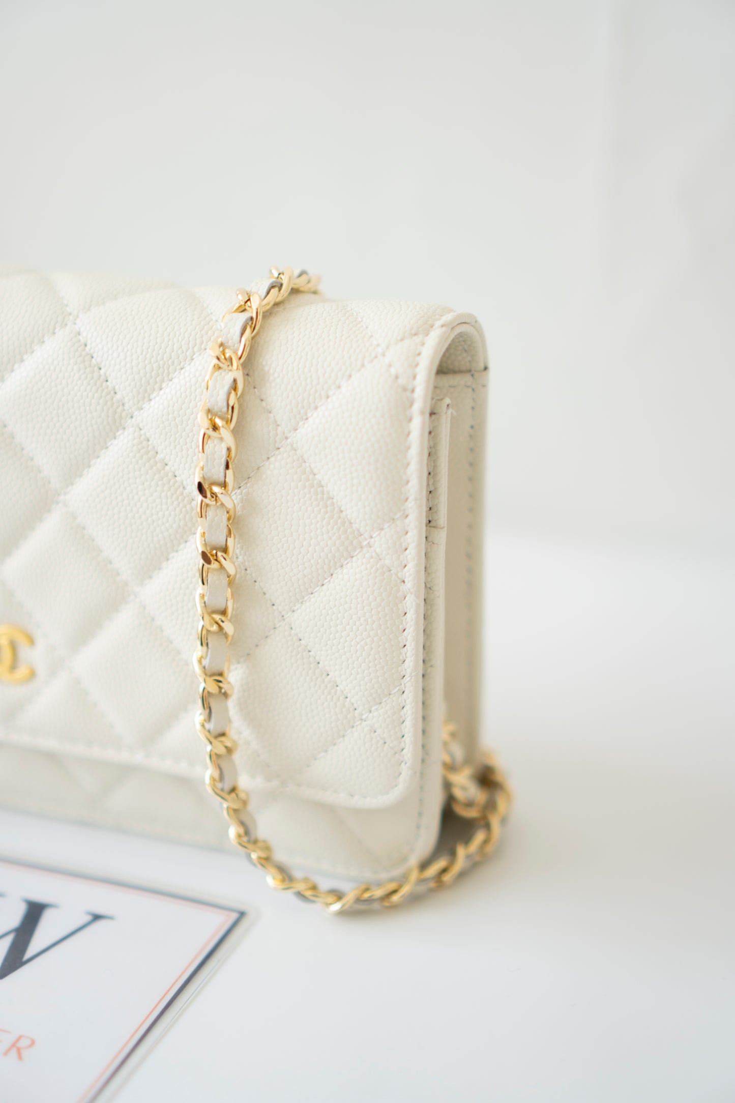 Classic WOC – White Caviar with Light Gold Hardware