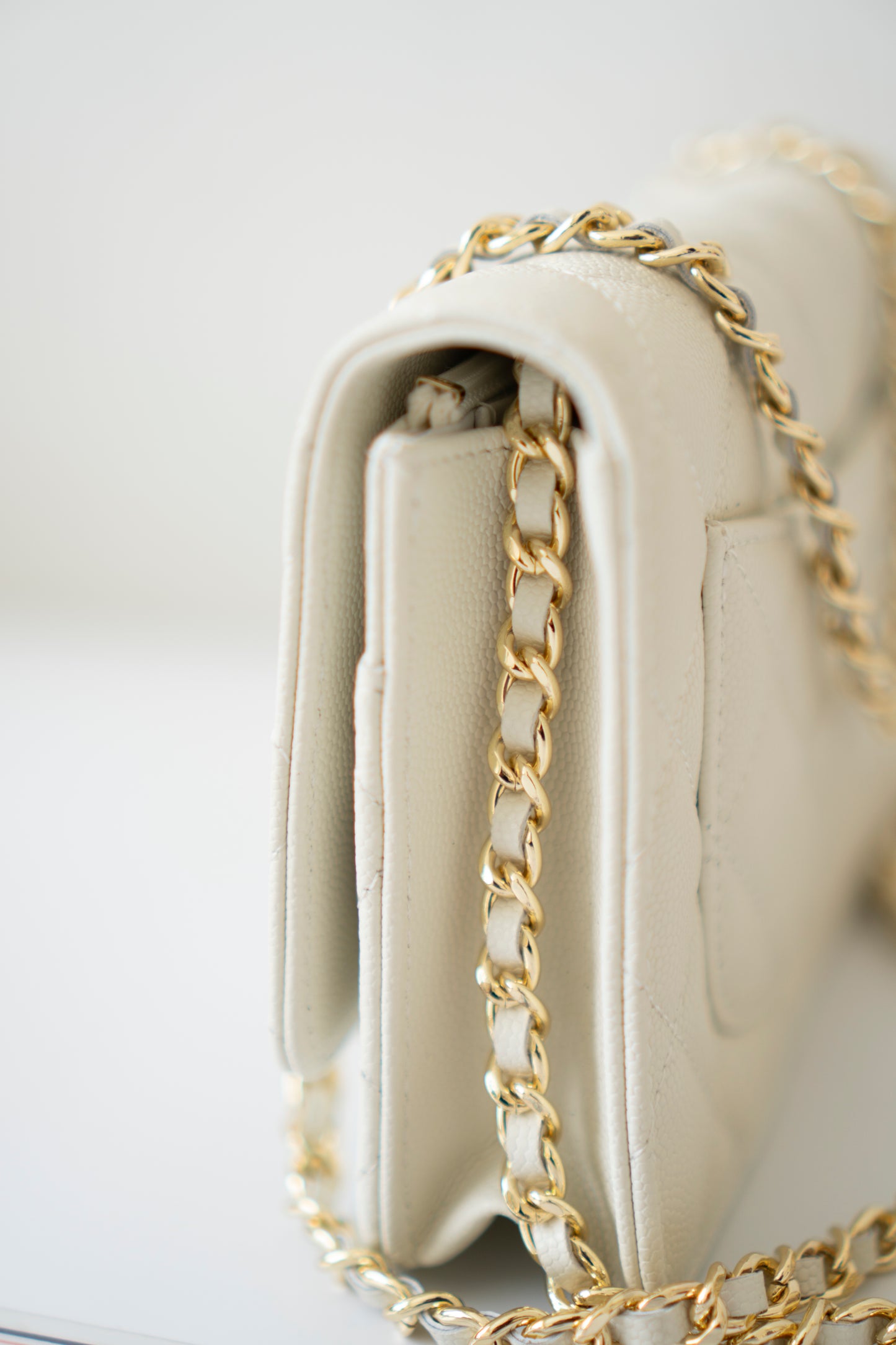 Classic WOC – White Caviar with Light Gold Hardware