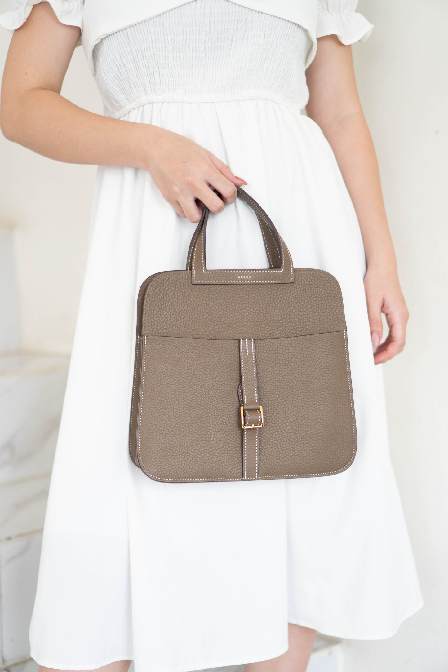 Halzan Top Handle Bag 25 – Etoupe Clemence with Palladium Hardware