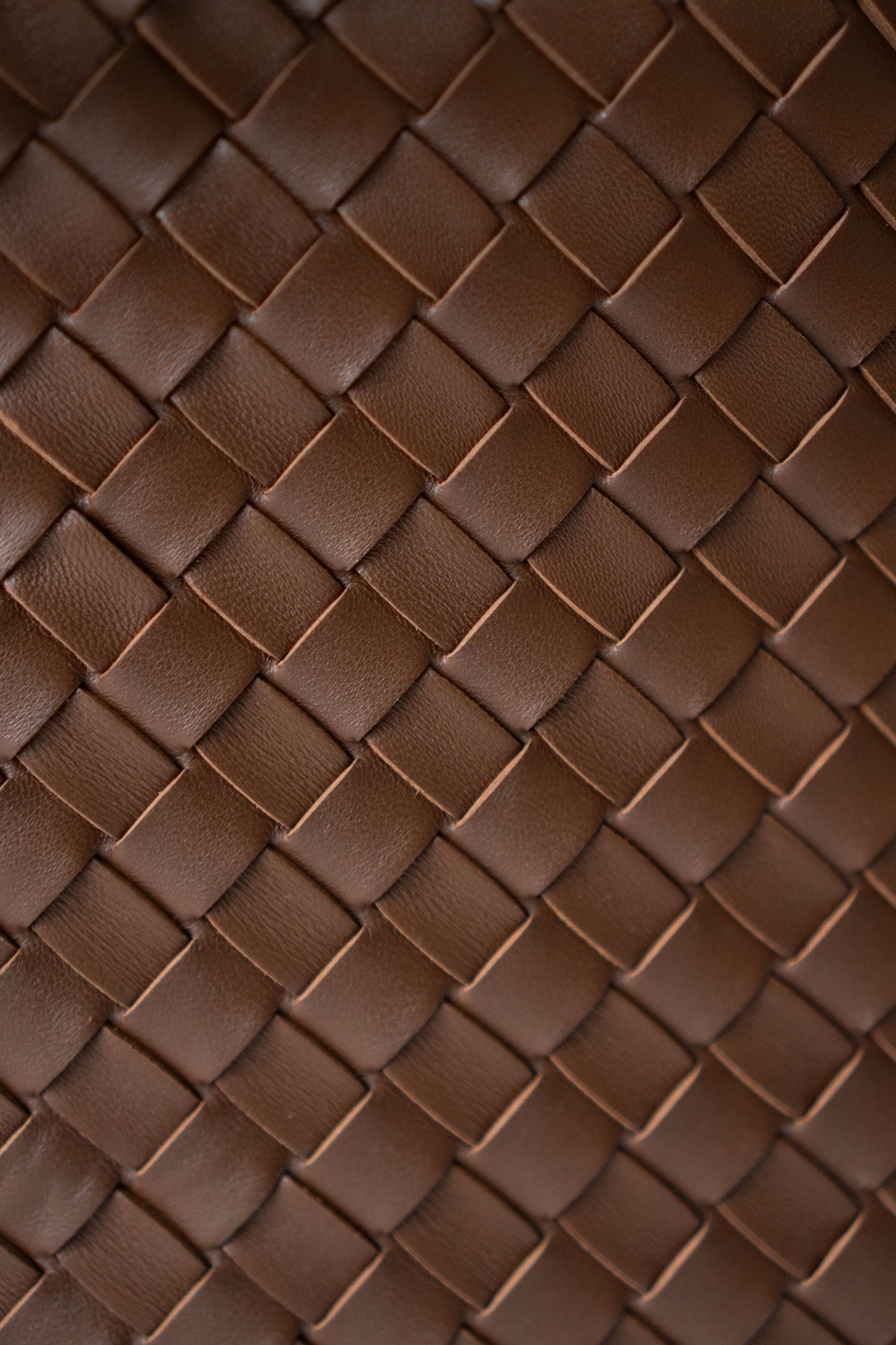 Andiamo Medium – Fondant Brown Intrecciato Leather with Gold Hardware
