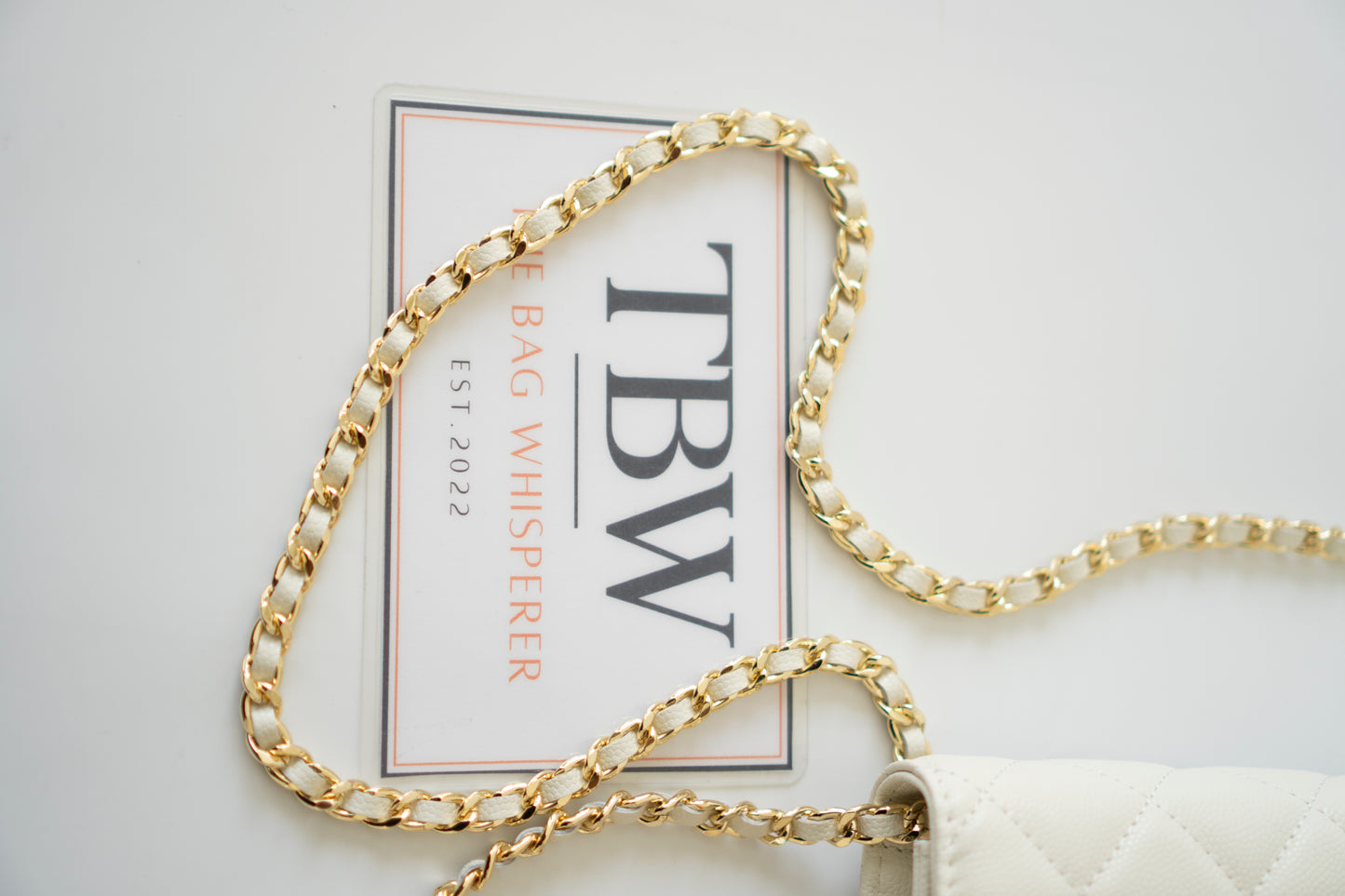 Classic WOC – White Caviar with Light Gold Hardware