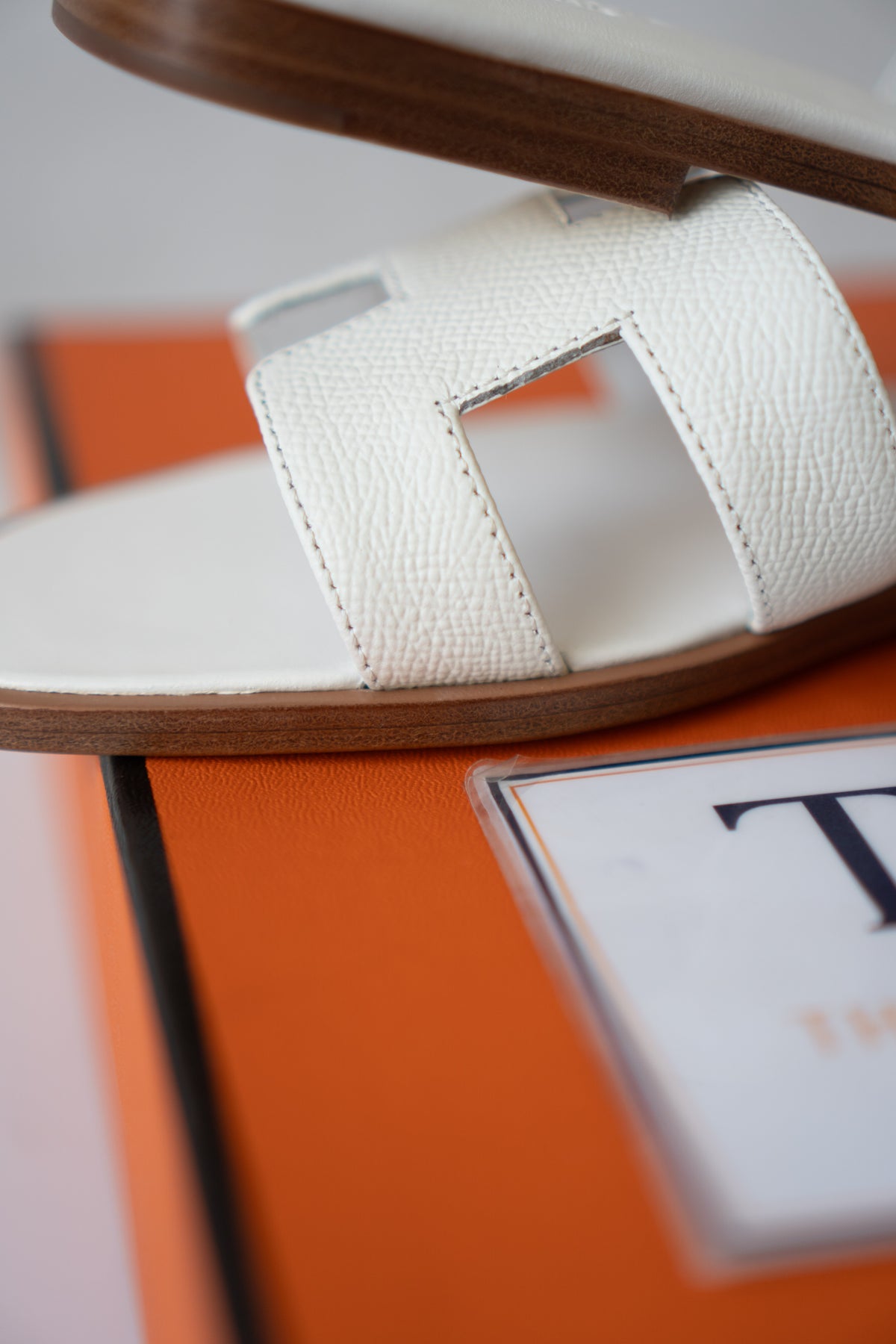 Oran Flat Slide Sandals – White Epsom Leather