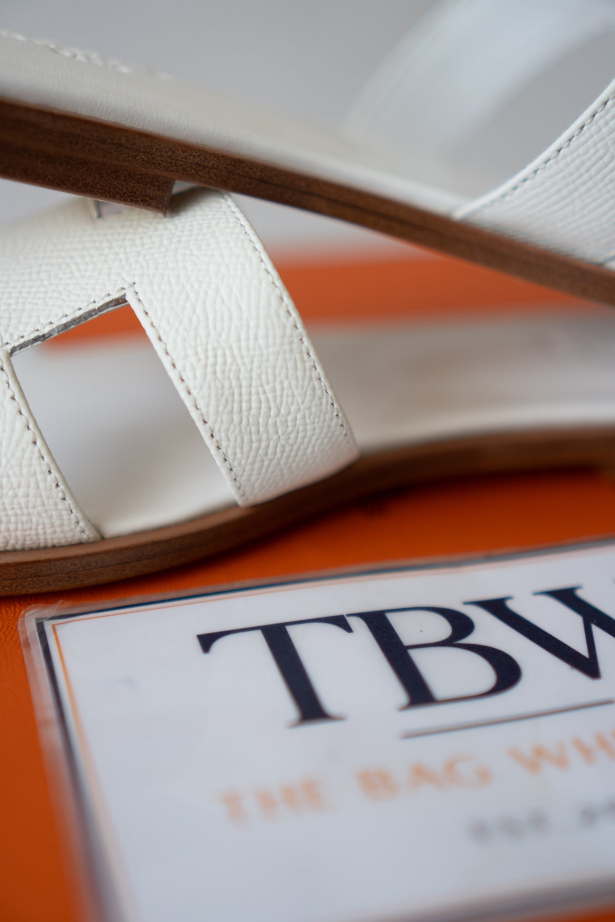 Oran Flat Slide Sandals – White Epsom Leather