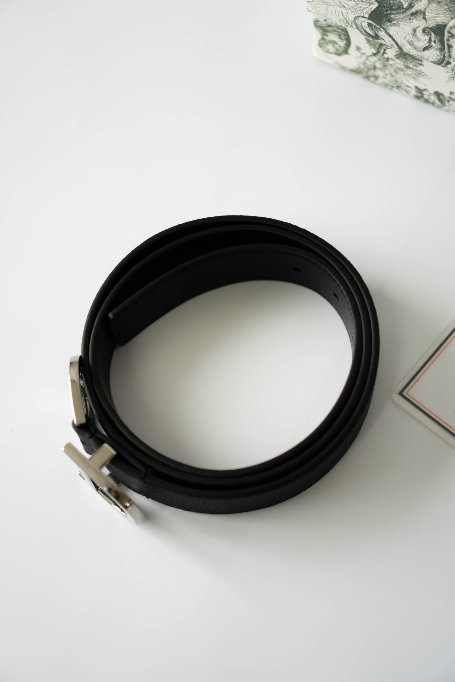 Leather Belt – Black Taurillon with Palladium Buckle