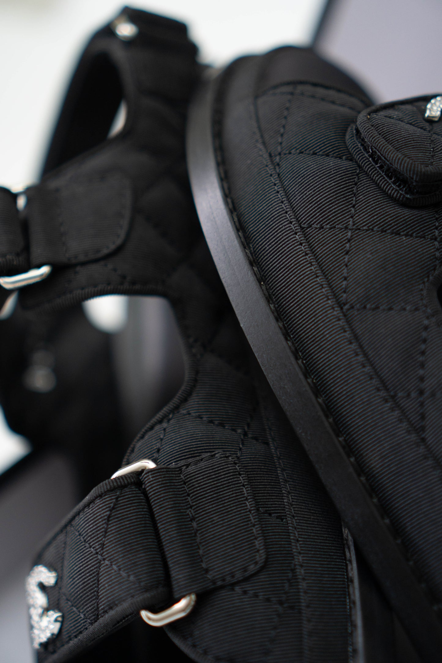 Dad Sandals – Black Fabric with Silver Hardware
