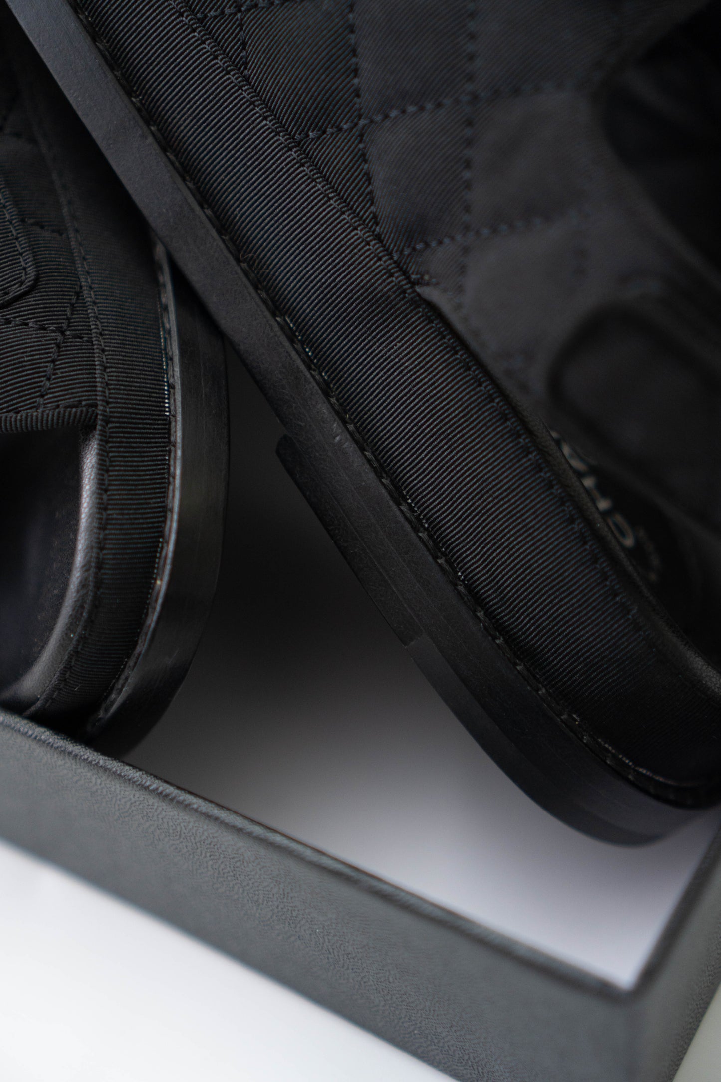 Dad Sandals – Black Fabric with Silver Hardware