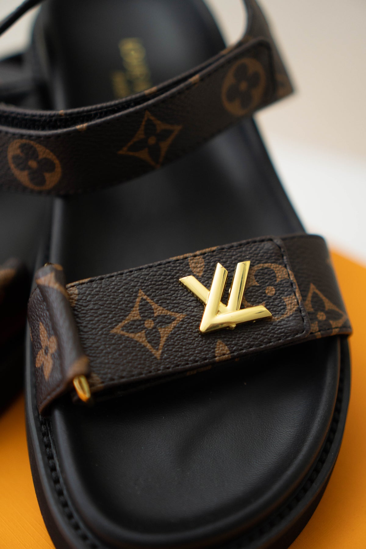 Sunset Flat Comfort Sandals in Monogram with Gold Hardware Size 39