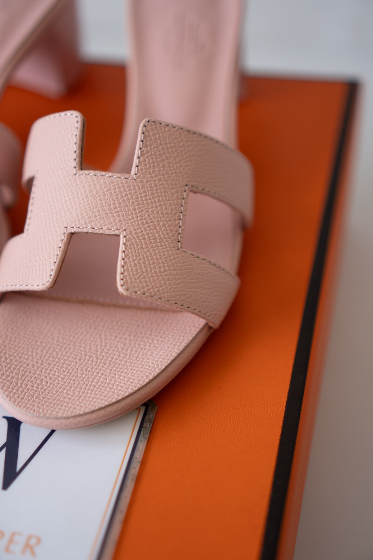 Oasis Block-Heel Slide Sandals – Rose / Soft Pink Epsom Leather