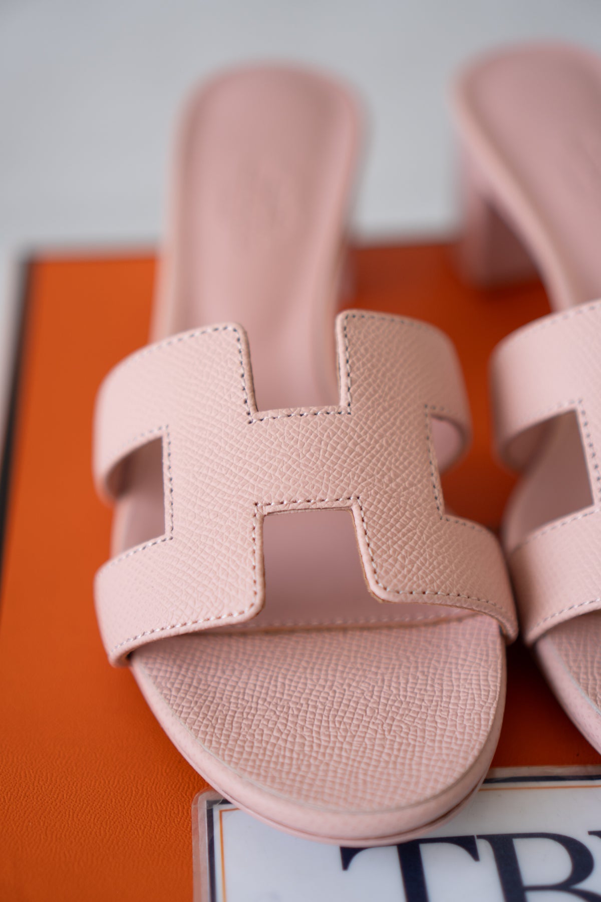 Oasis Block-Heel Slide Sandals – Rose / Soft Pink Epsom Leather