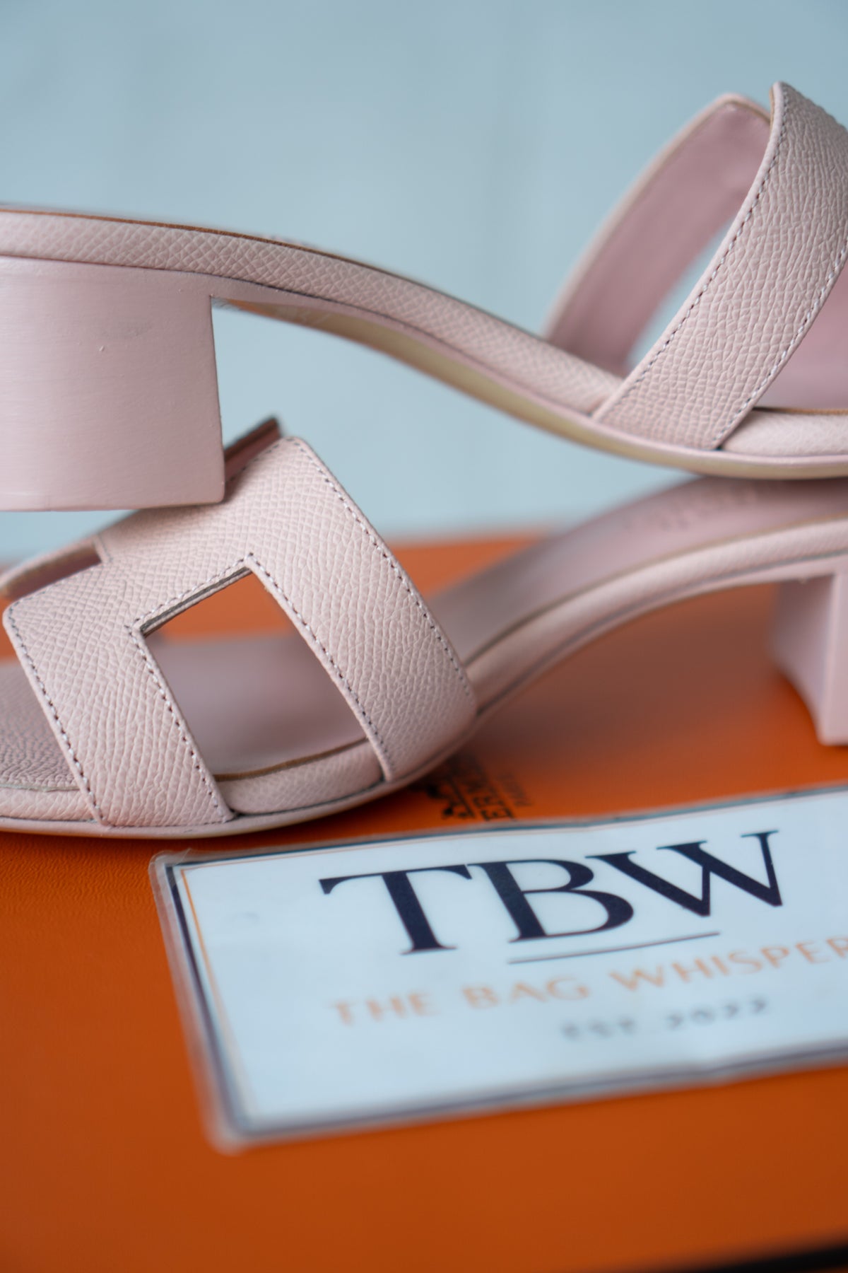 Oasis Block-Heel Slide Sandals – Rose / Soft Pink Epsom Leather