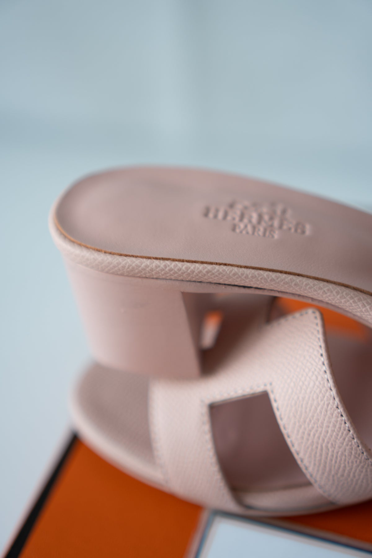 Oasis Block-Heel Slide Sandals – Rose / Soft Pink Epsom Leather