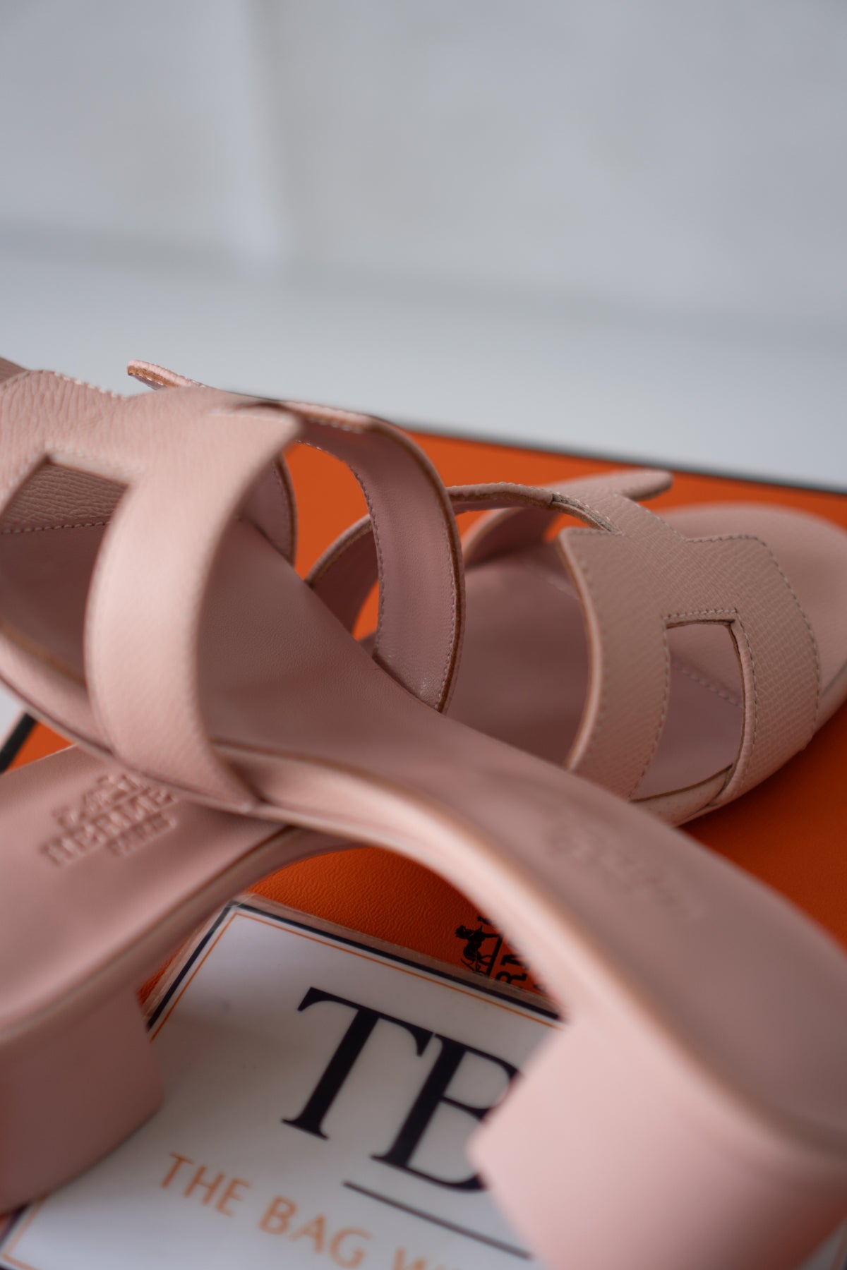 Oasis Block-Heel Slide Sandals – Rose / Soft Pink Epsom Leather