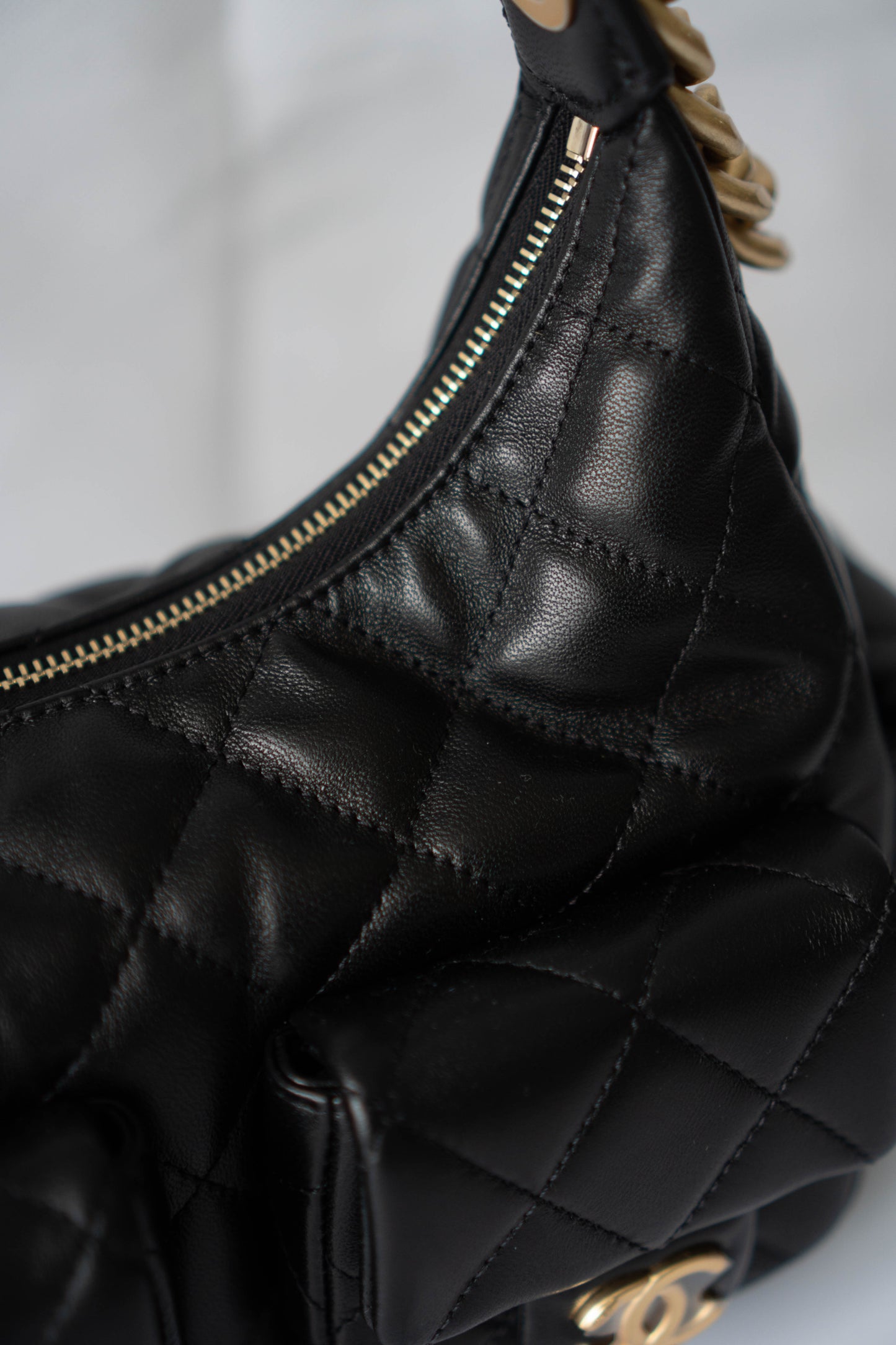 Trendy Pockets Hobo Bag – Black Lambskin (25C Cruise Collection)