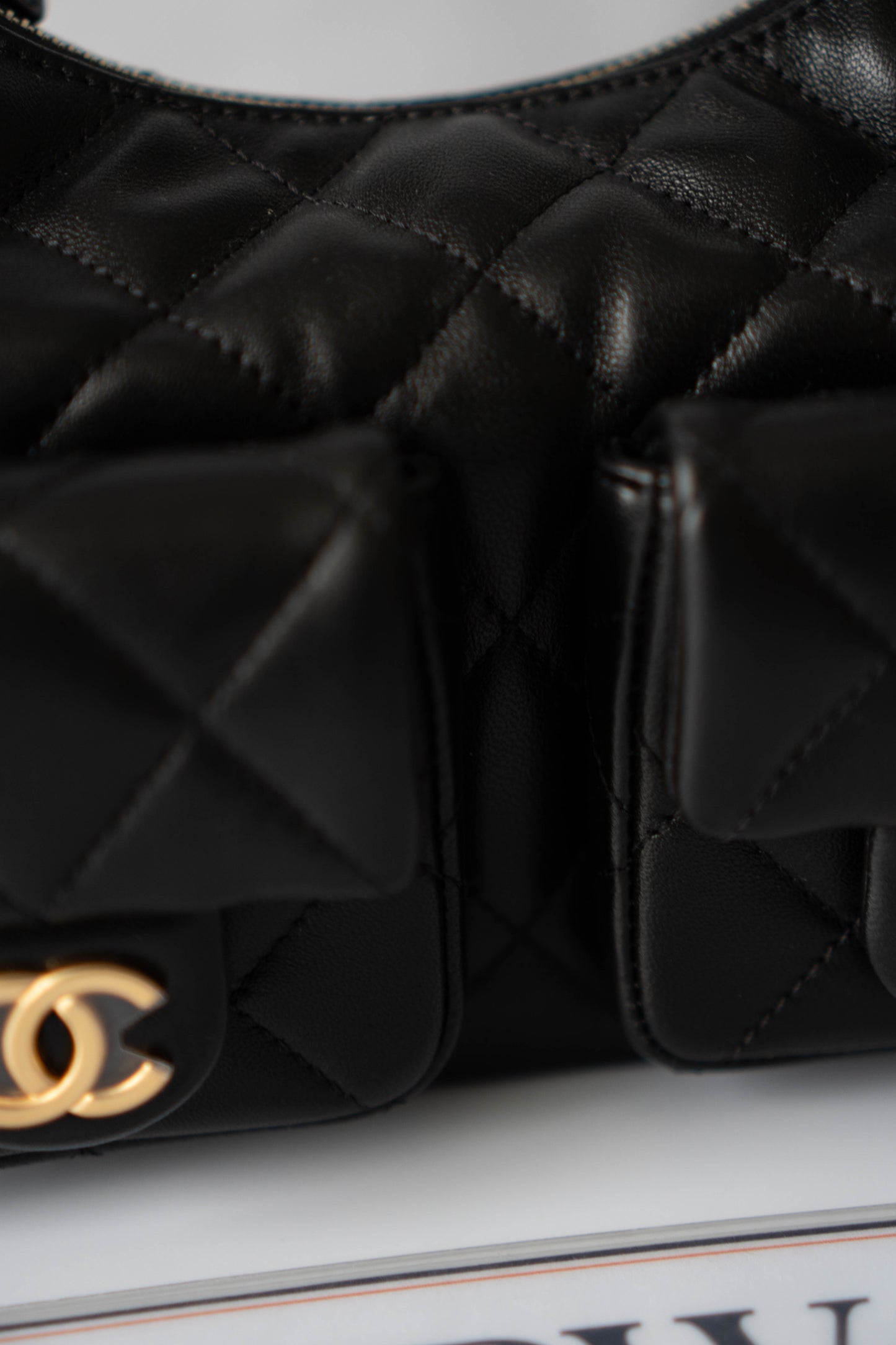 Trendy Pockets Hobo Bag – Black Lambskin (25C Cruise Collection)