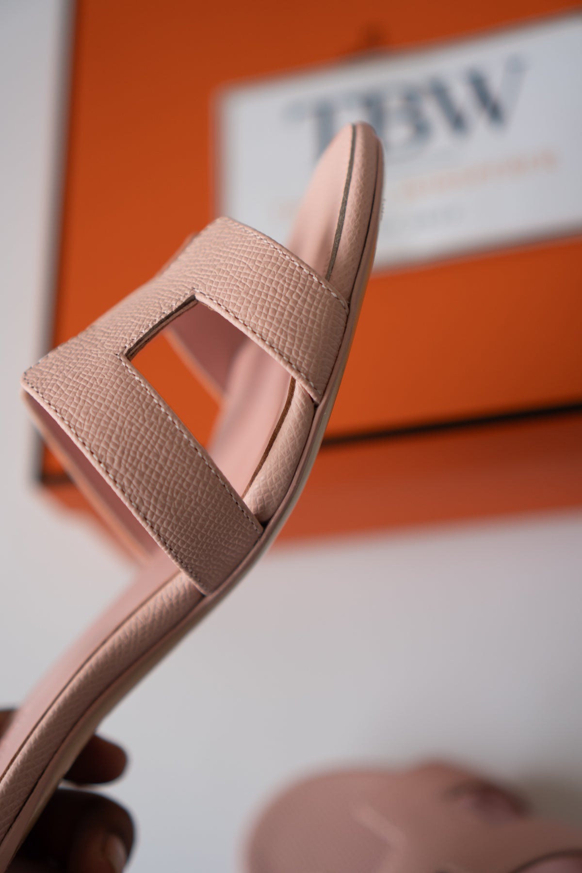 Oasis Block-Heel Slide Sandals – Rose / Soft Pink Epsom Leather