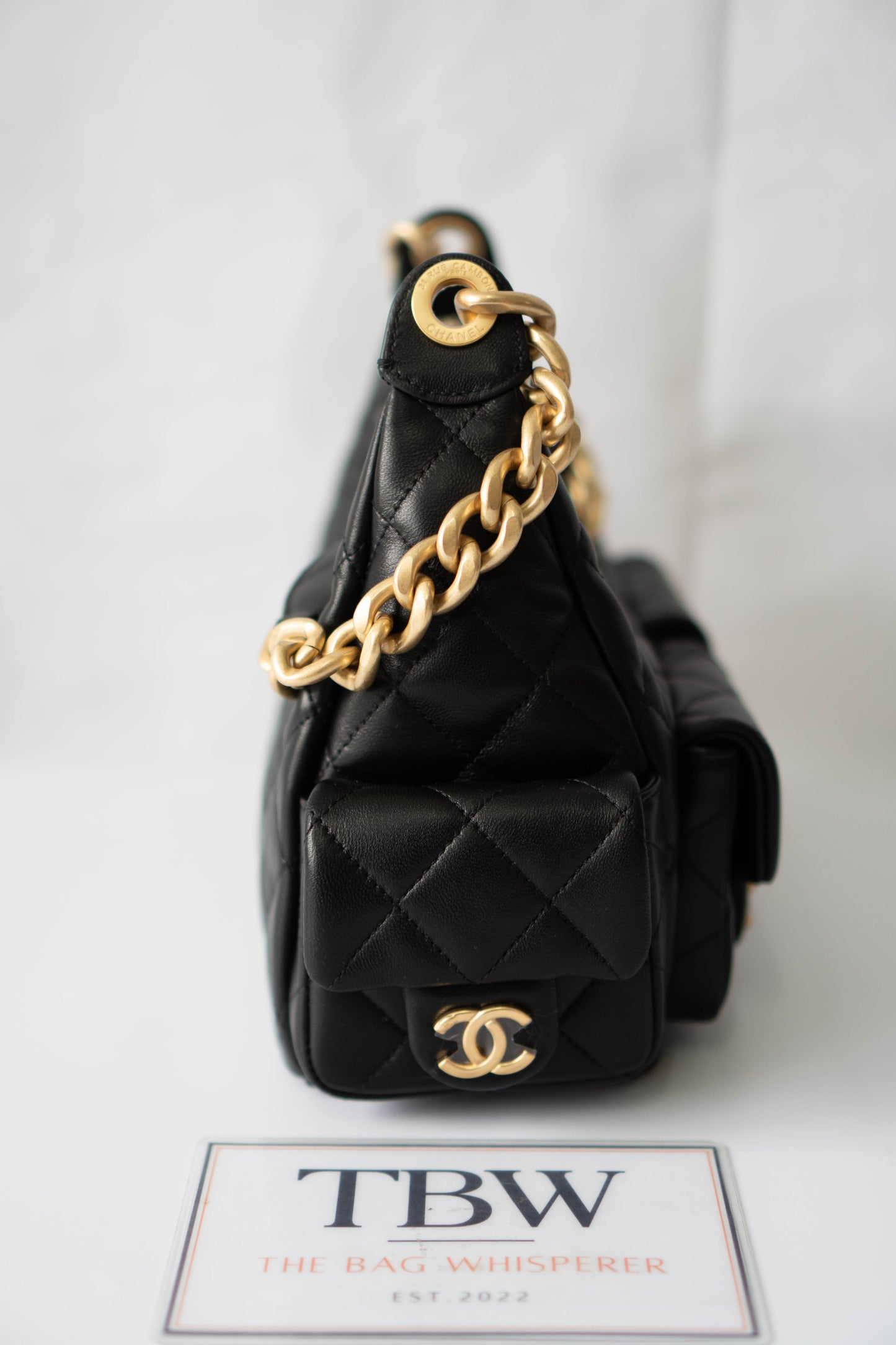 Trendy Pockets Hobo Bag – Black Lambskin (25C Cruise Collection)
