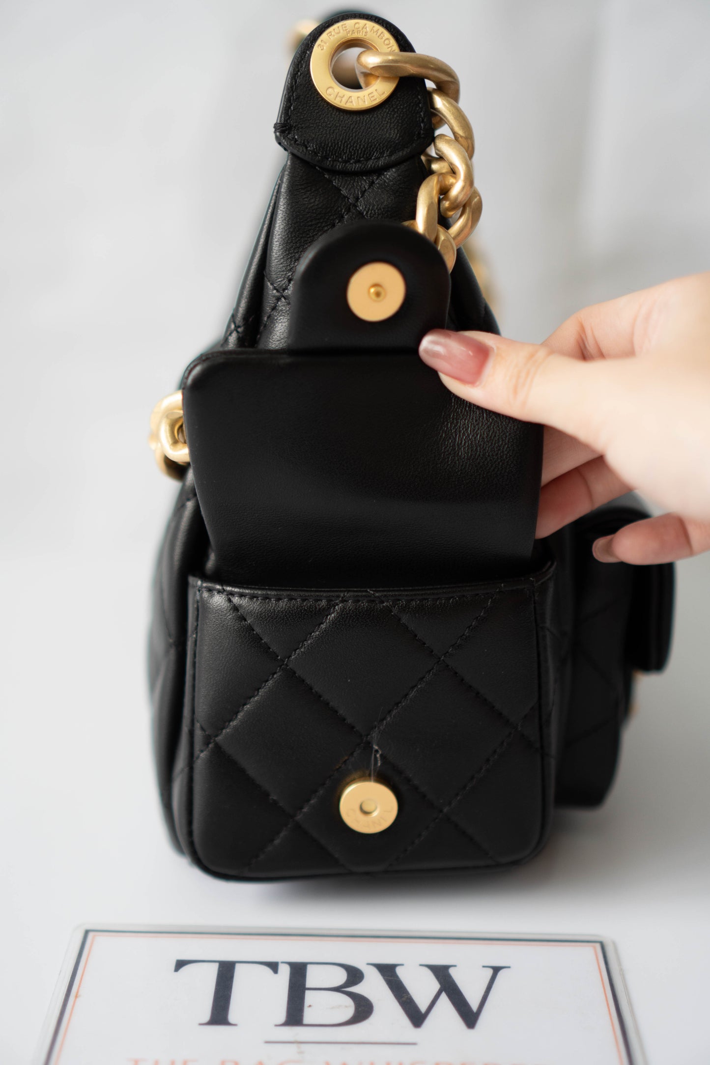 Trendy Pockets Hobo Bag – Black Lambskin (25C Cruise Collection)