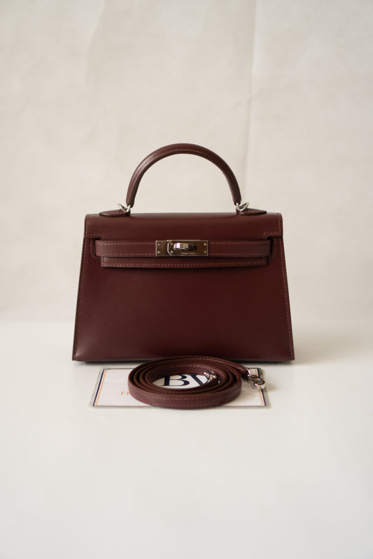 Mini KL II – Bordeaux Box Calf with Palladium Hardware