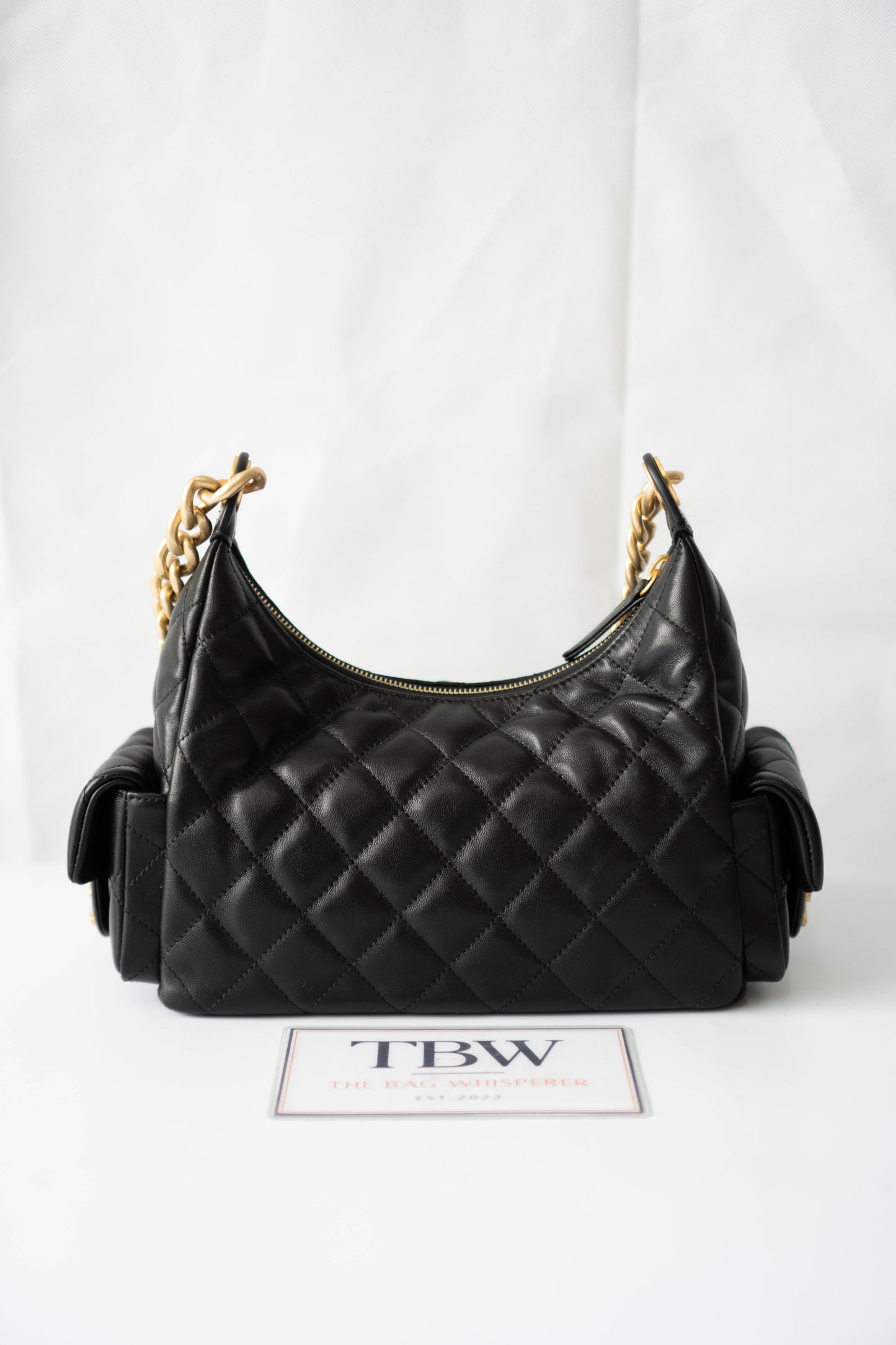 Trendy Pockets Hobo Bag – Black Lambskin (25C Cruise Collection)