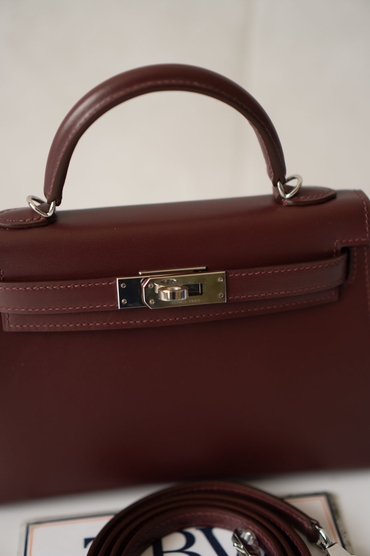 Mini KL II – Bordeaux Box Calf with Palladium Hardware