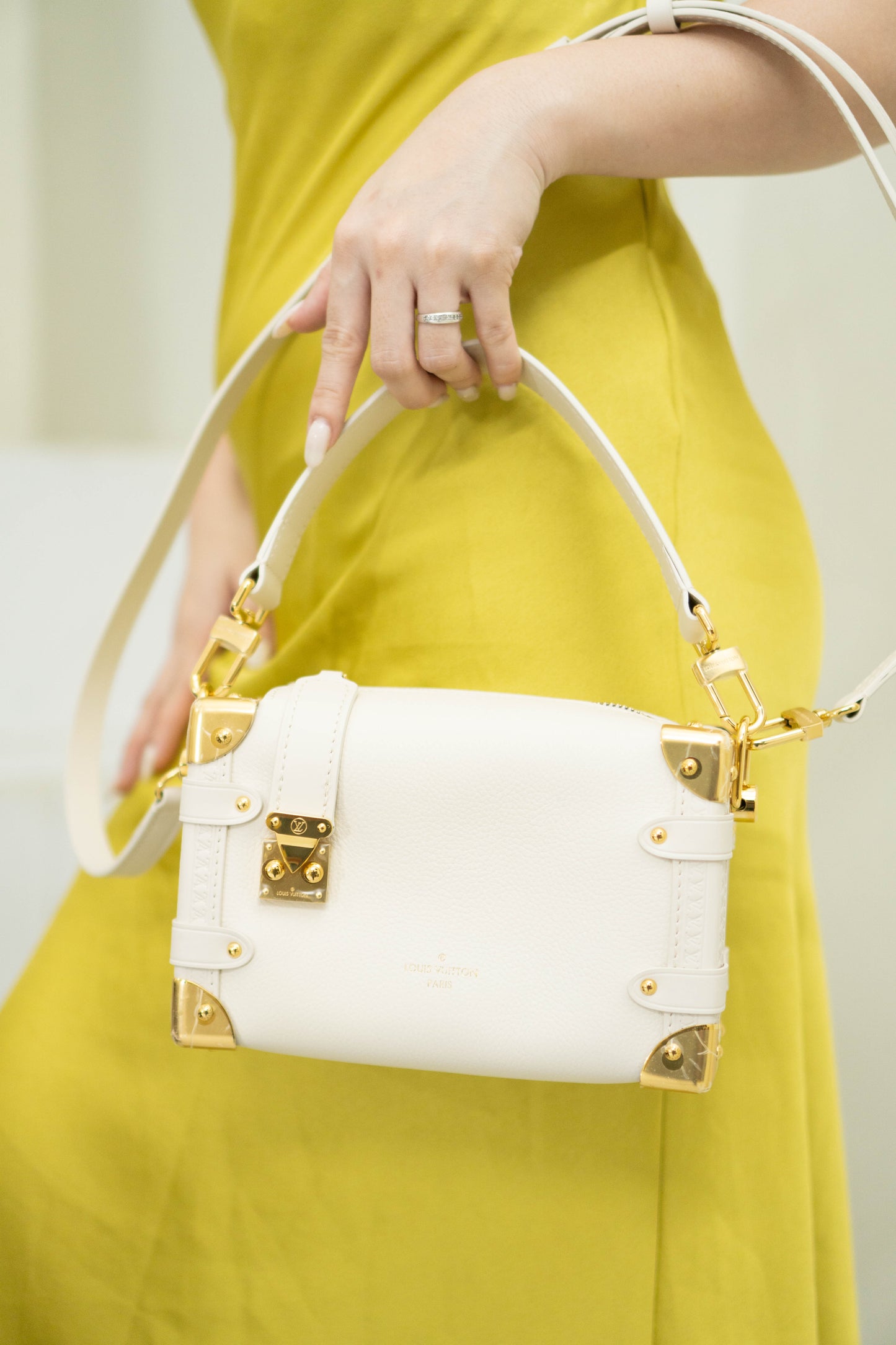 Side Trunk – Cream Empreinte Leather with Gold Hardware