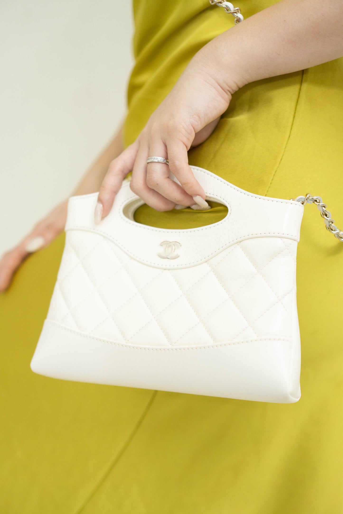 C 31 Nano in Pearl White Calfskin with Gold Hardware