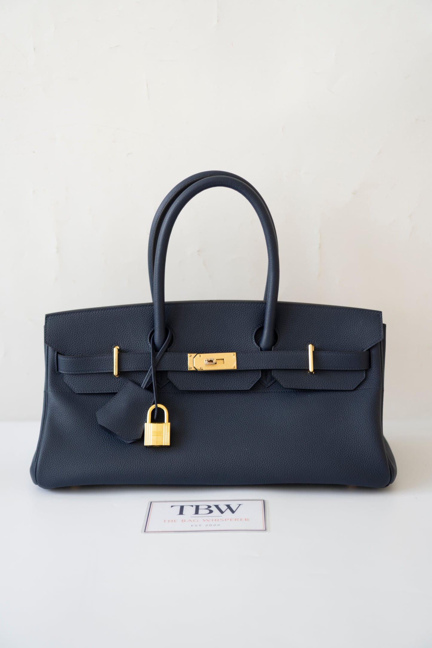 BK Shoulder Bag 42 – Blue Saphir with Gold Hardware